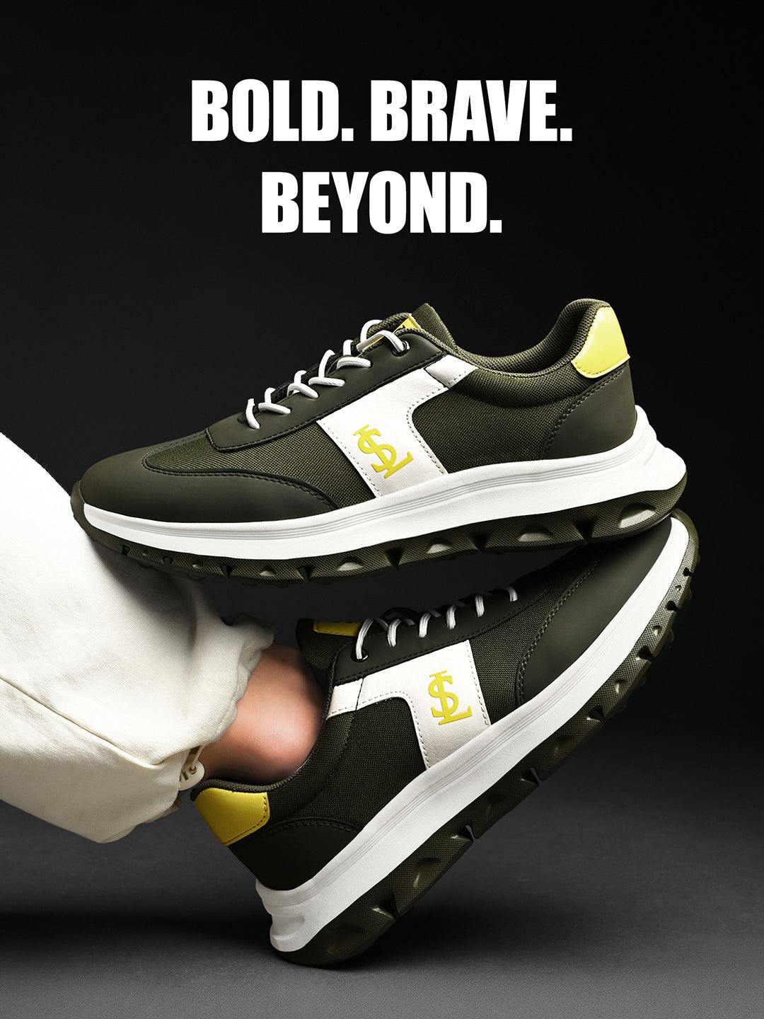 Solar Yellow Casual Lightweight Elastic Laces Sneakers