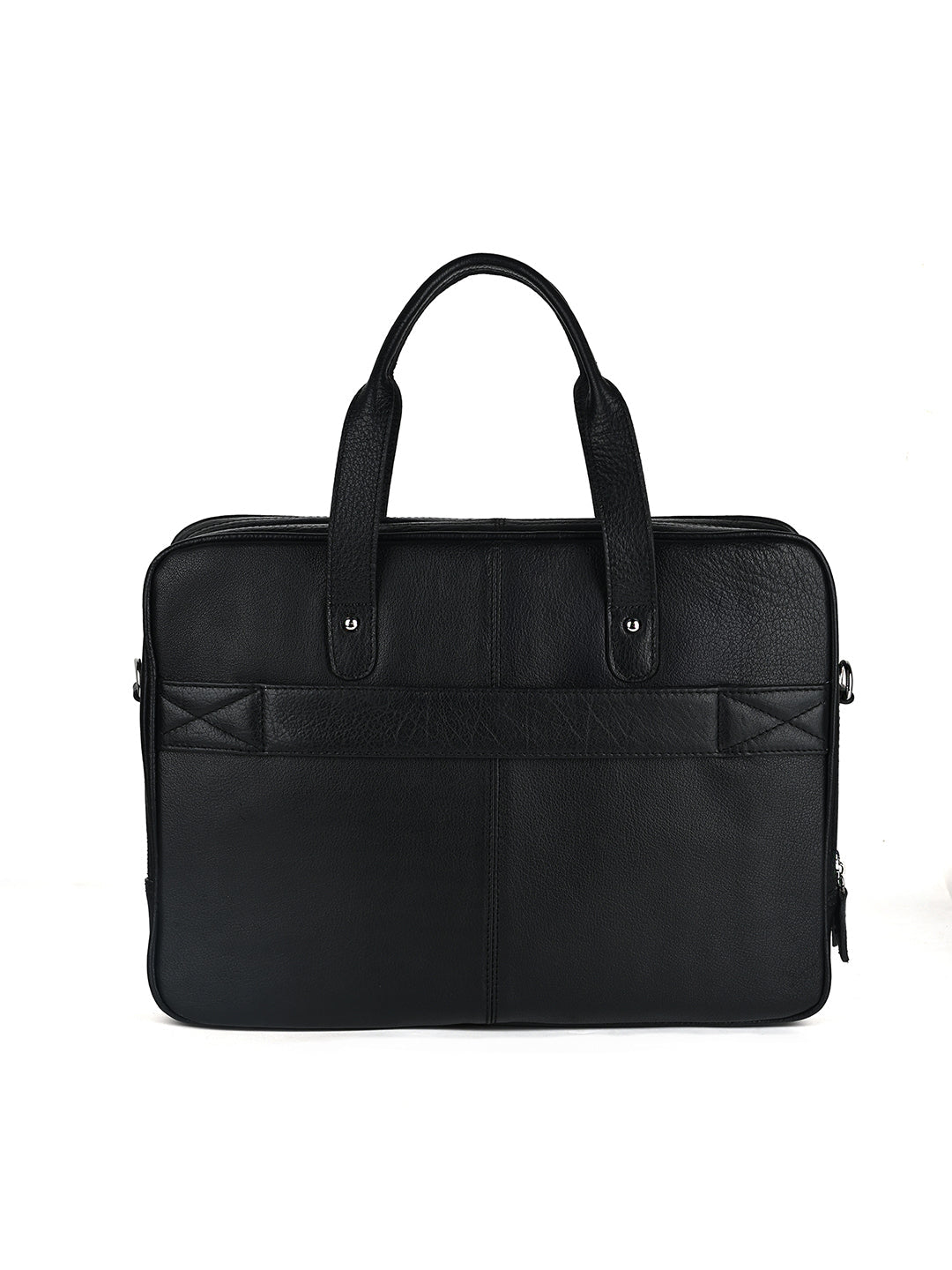 Italian Milled Leather Jet Black Slim Laptop Bag
