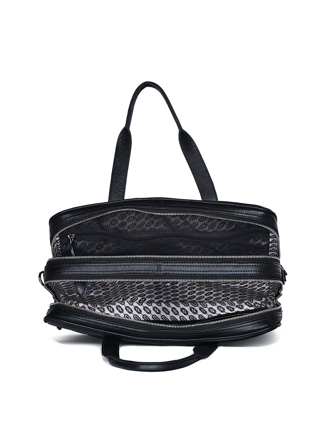 Italian Milled Leather Jet Black Slim Laptop Bag