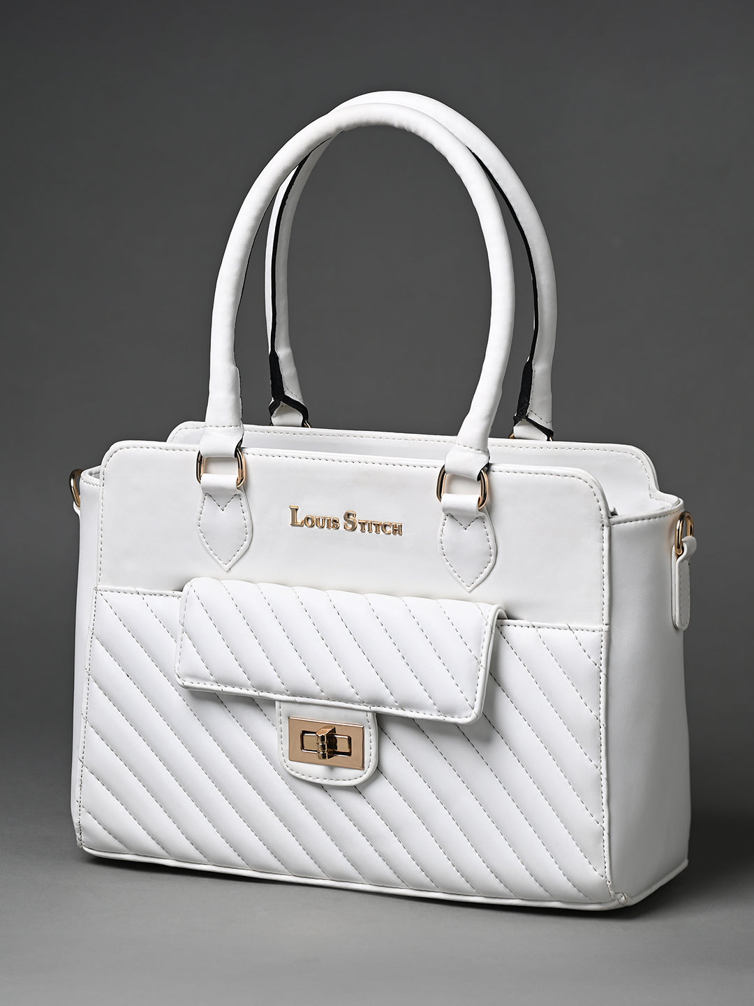 Stylish White Multi-Pocket Satchel Handbag for Women