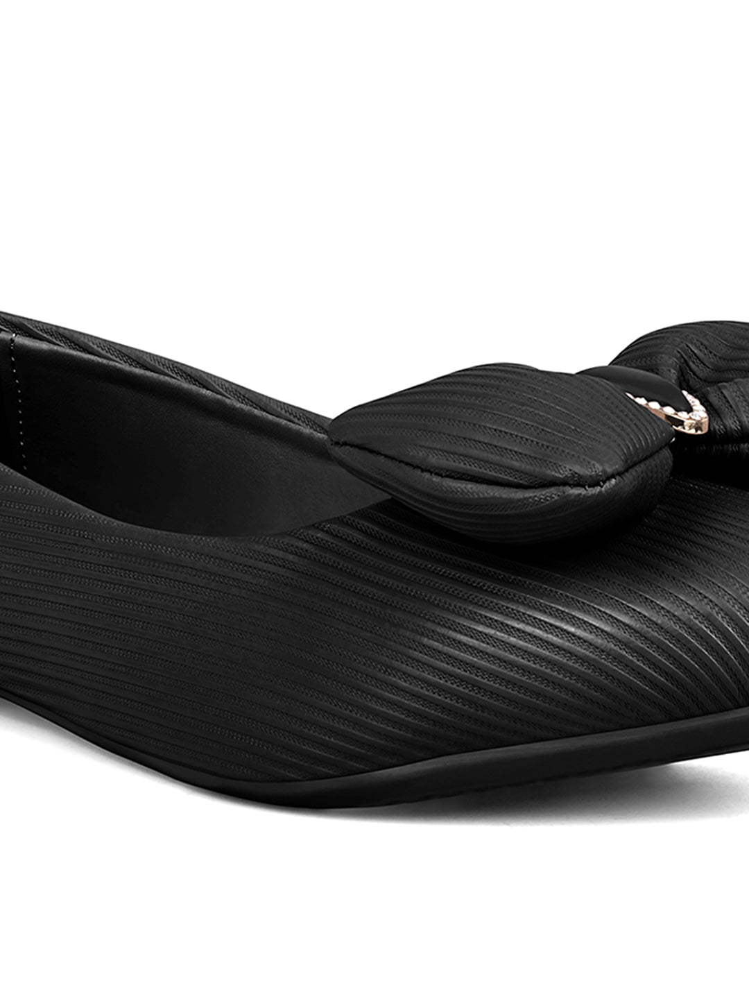 Women’s Black Elegant Bow Closed-Toe Ballerina Flat Sandals
