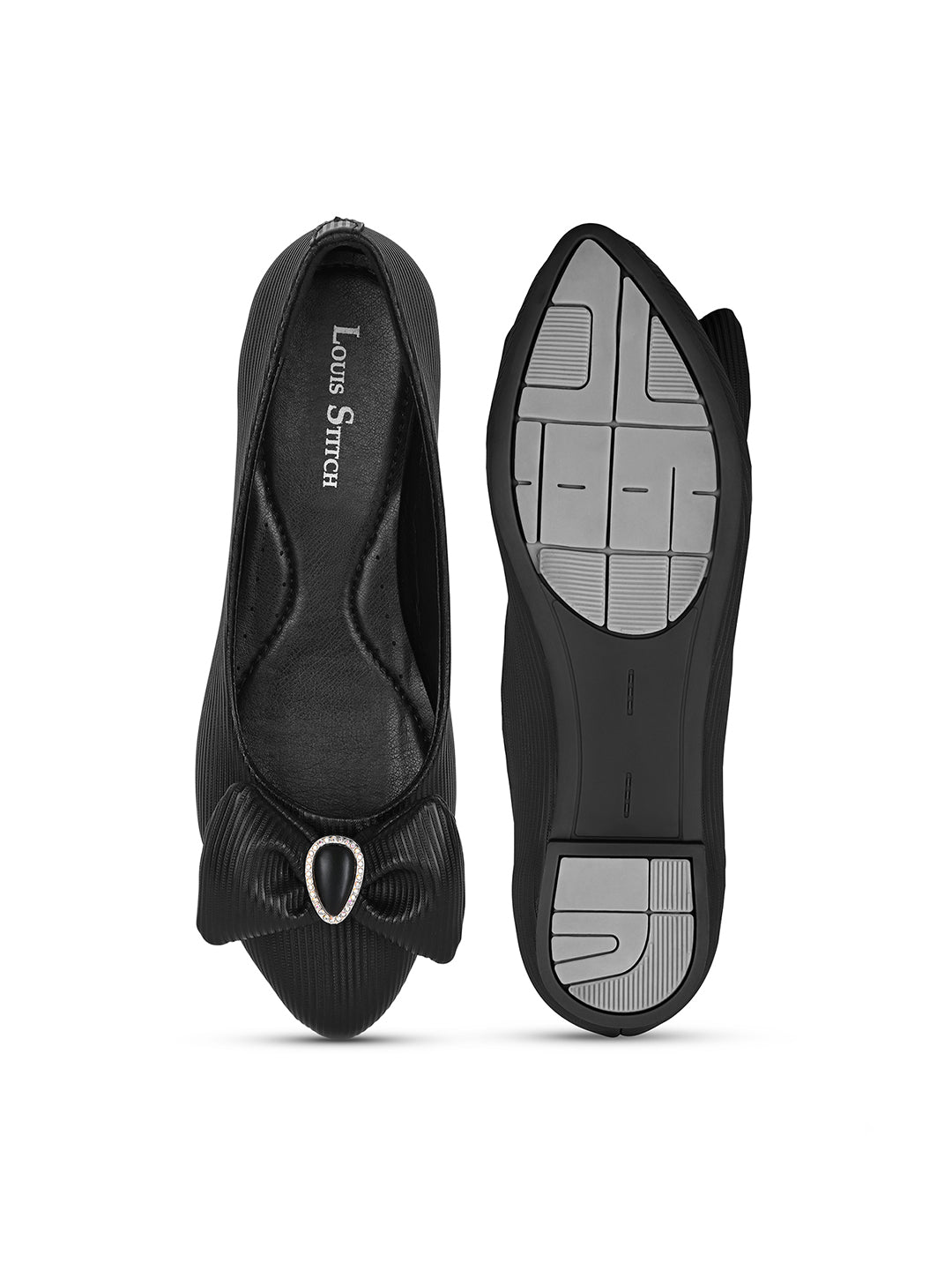 Women’s Black Elegant Bow Closed-Toe Ballerina Flat Sandals