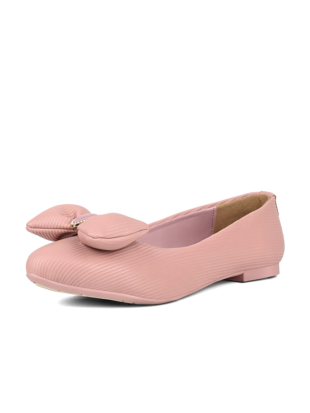 Women’s Pink Elegant Bow Closed-Toe Ballerina Flat Sandals