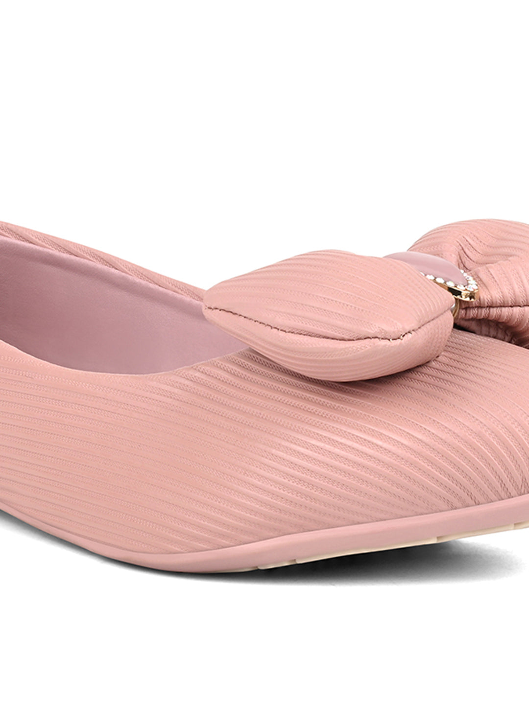 Women’s Pink Elegant Bow Closed-Toe Ballerina Flat Sandals