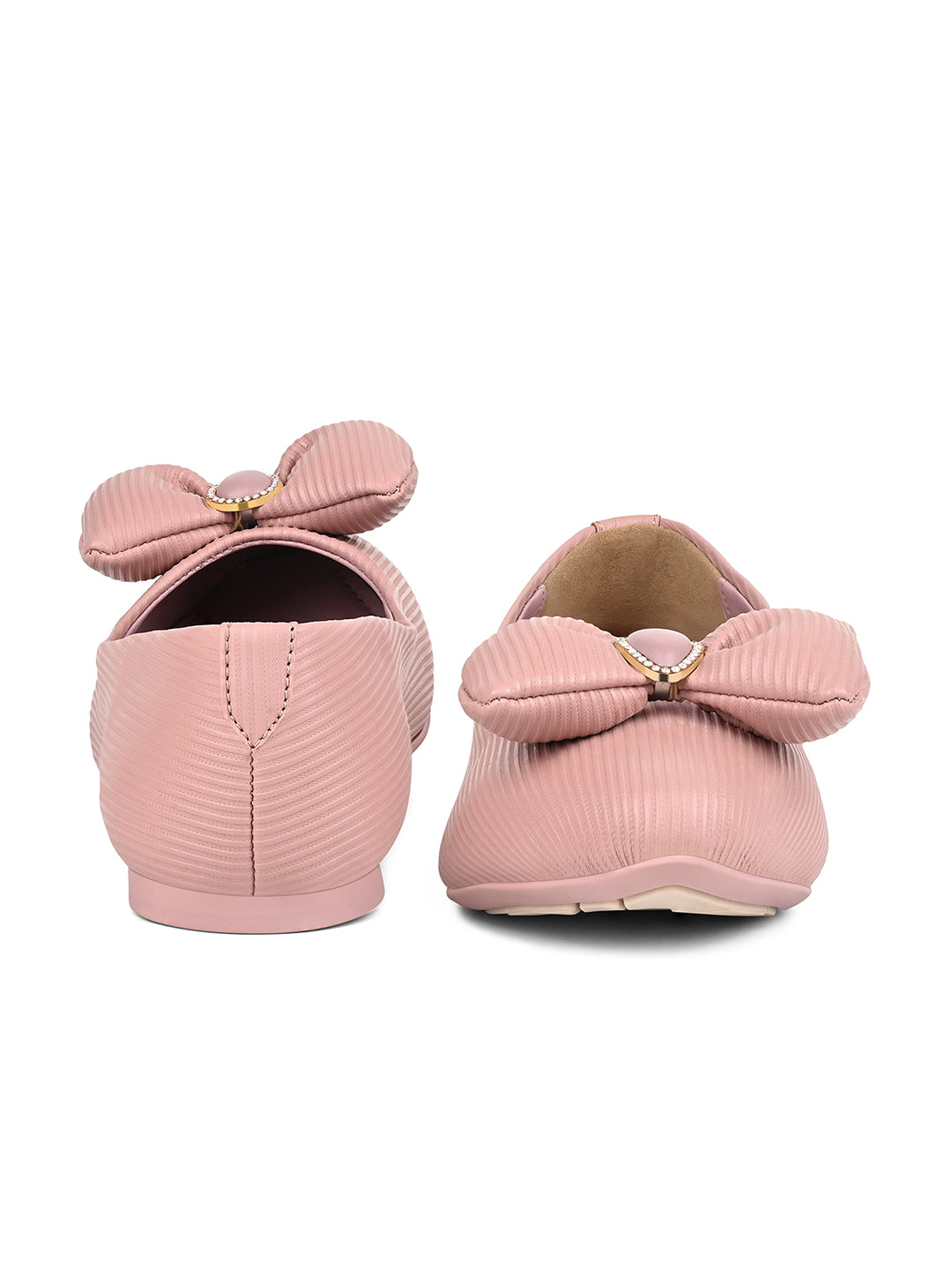 Women’s Pink Elegant Bow Closed-Toe Ballerina Flat Sandals