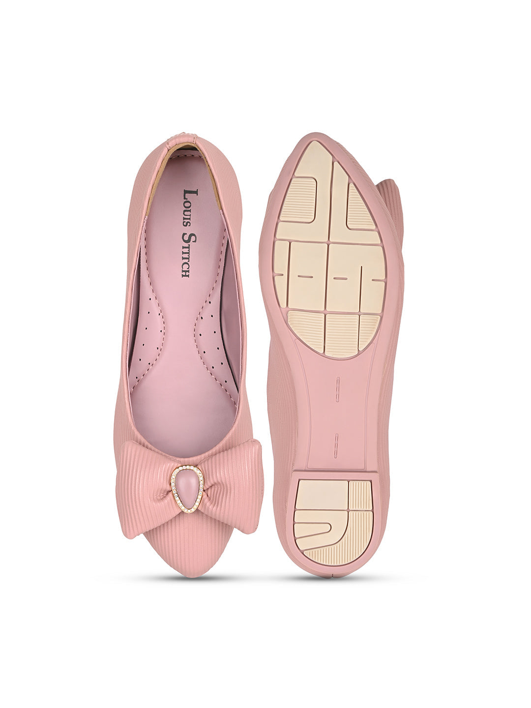 Women’s Pink Elegant Bow Closed-Toe Ballerina Flat Sandals