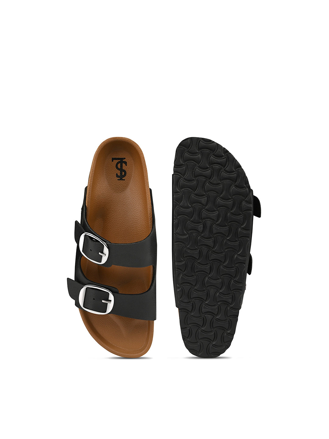 Twilight Black Double Strap Lightweight Open Toe Cork Sandal