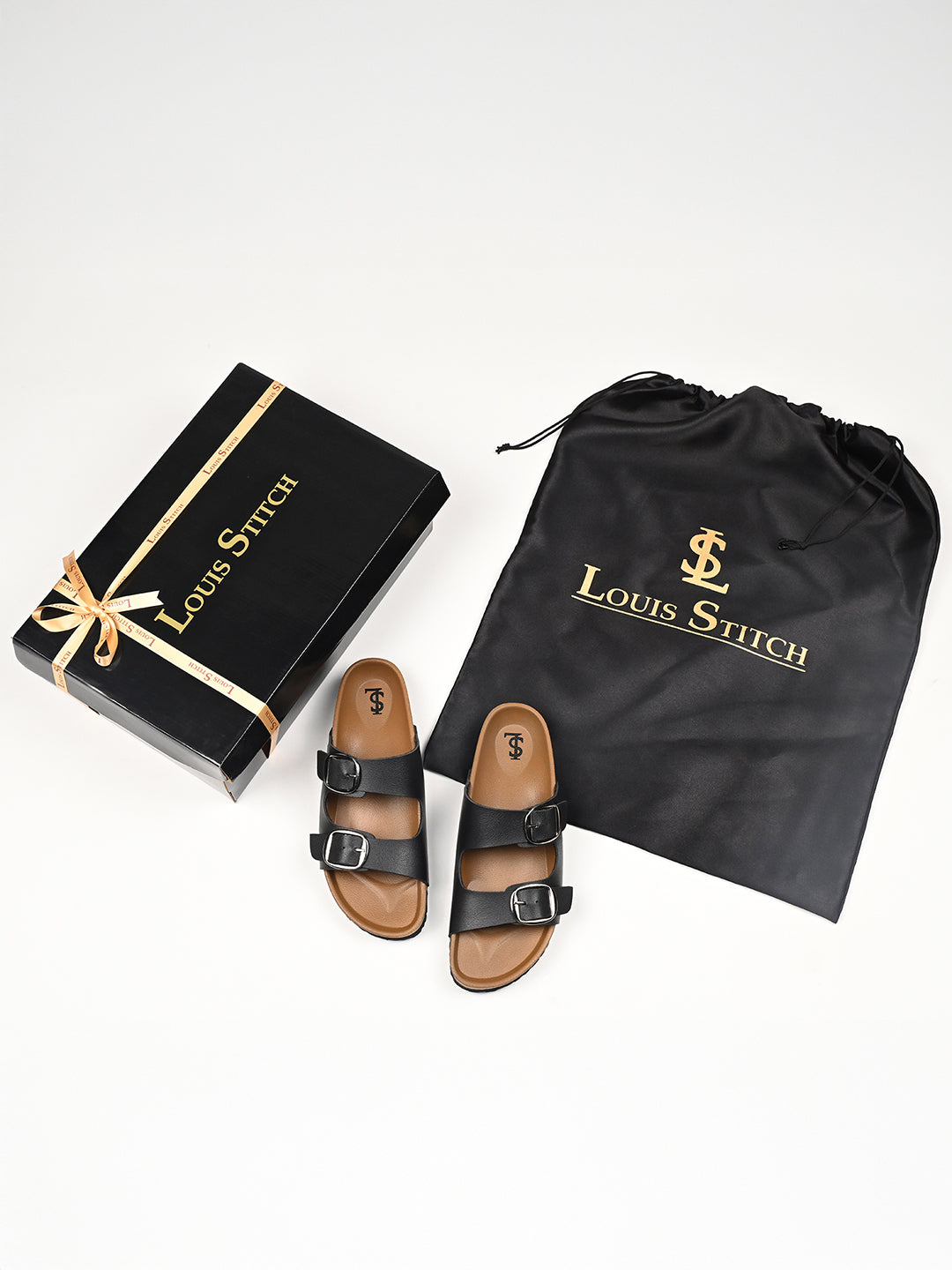 Twilight Black Double Strap Lightweight Open Toe Cork Sandal