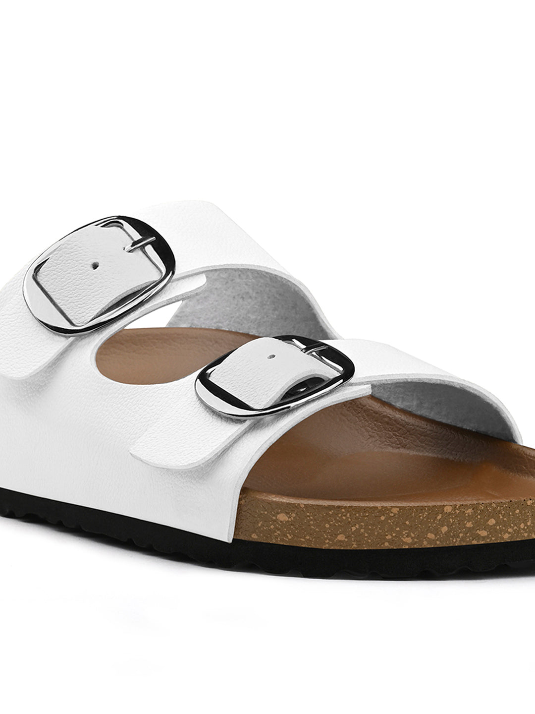 Pearl White Double Strap Lightweight Open Toe Cork Sandal