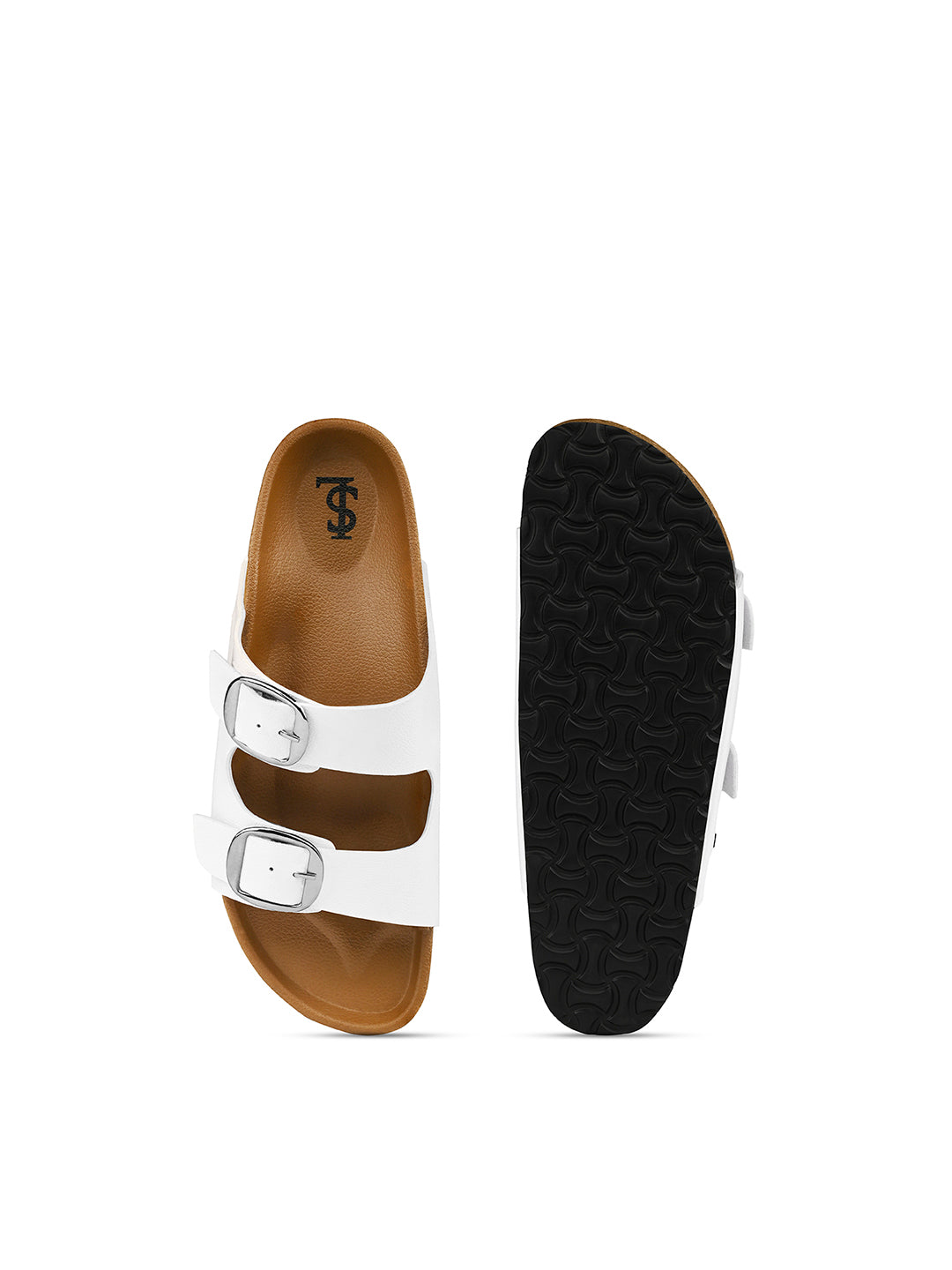 Pearl White Double Strap Lightweight Open Toe Cork Sandal