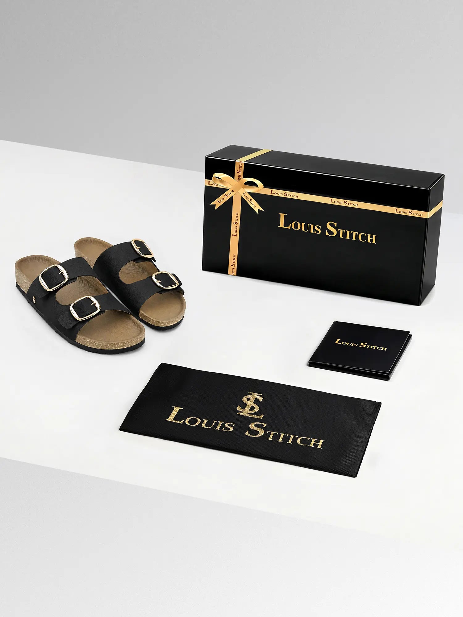 Women's Black Double Strap Lightweight Open Toe Cork Sandal