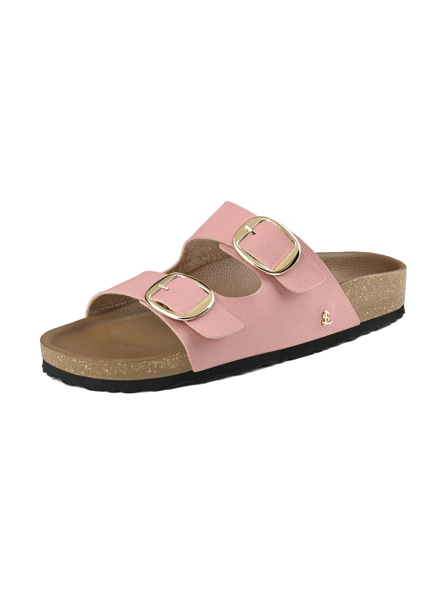 Women's Pink Double Strap Lightweight Open Toe Cork Sandal