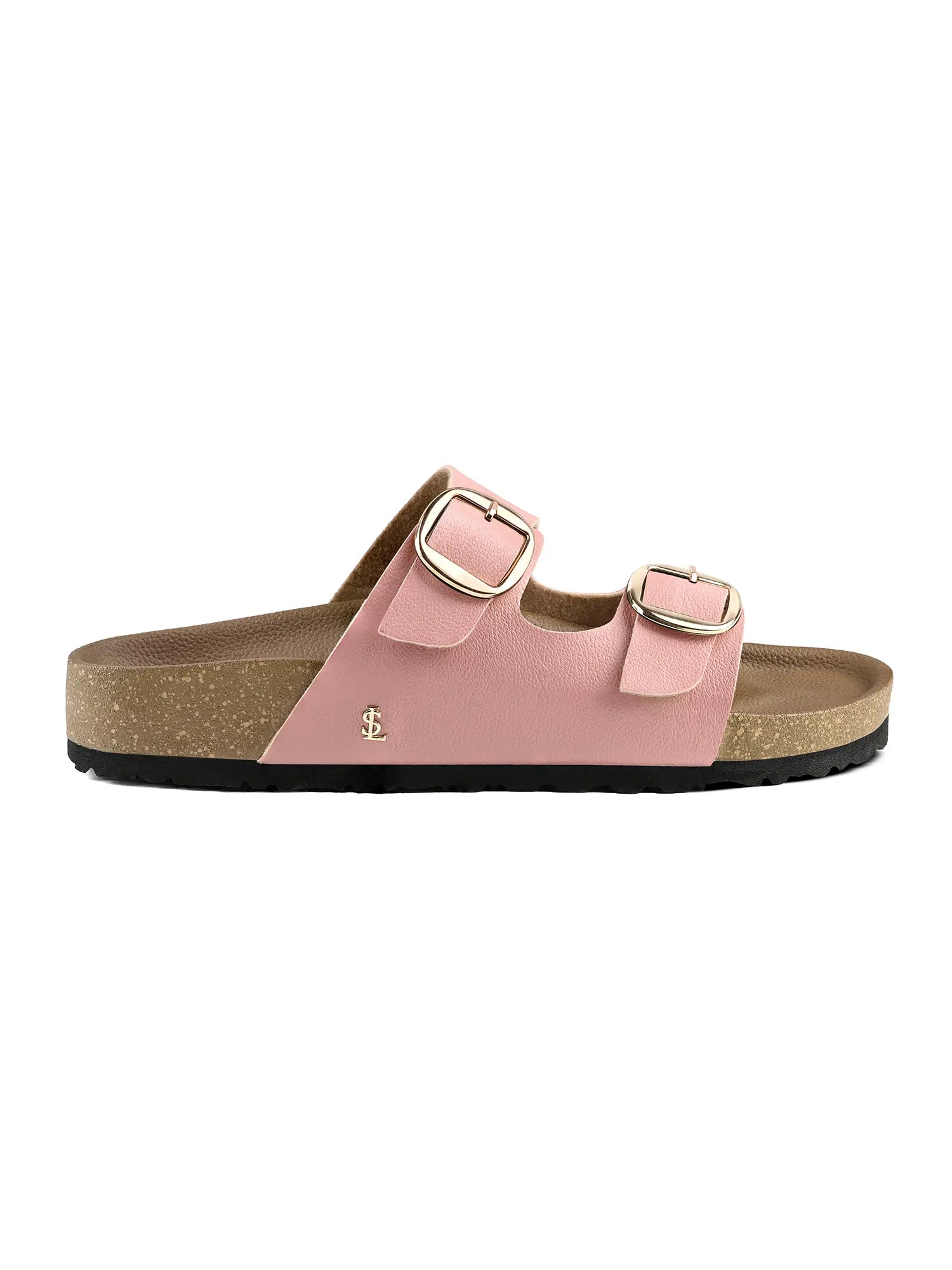 Women's Pink Double Strap Lightweight Open Toe Cork Sandal