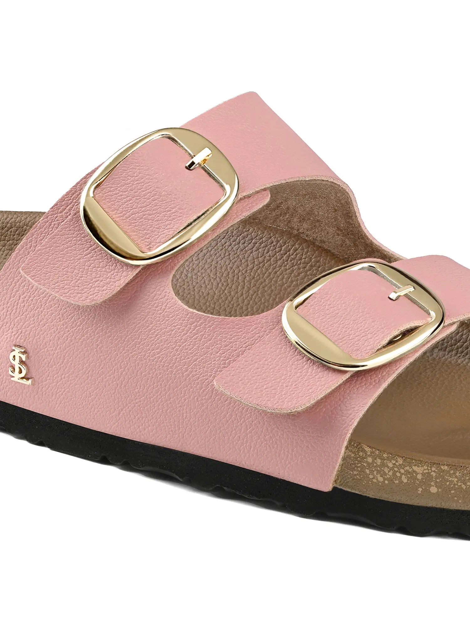Women's Pink Double Strap Lightweight Open Toe Cork Sandal