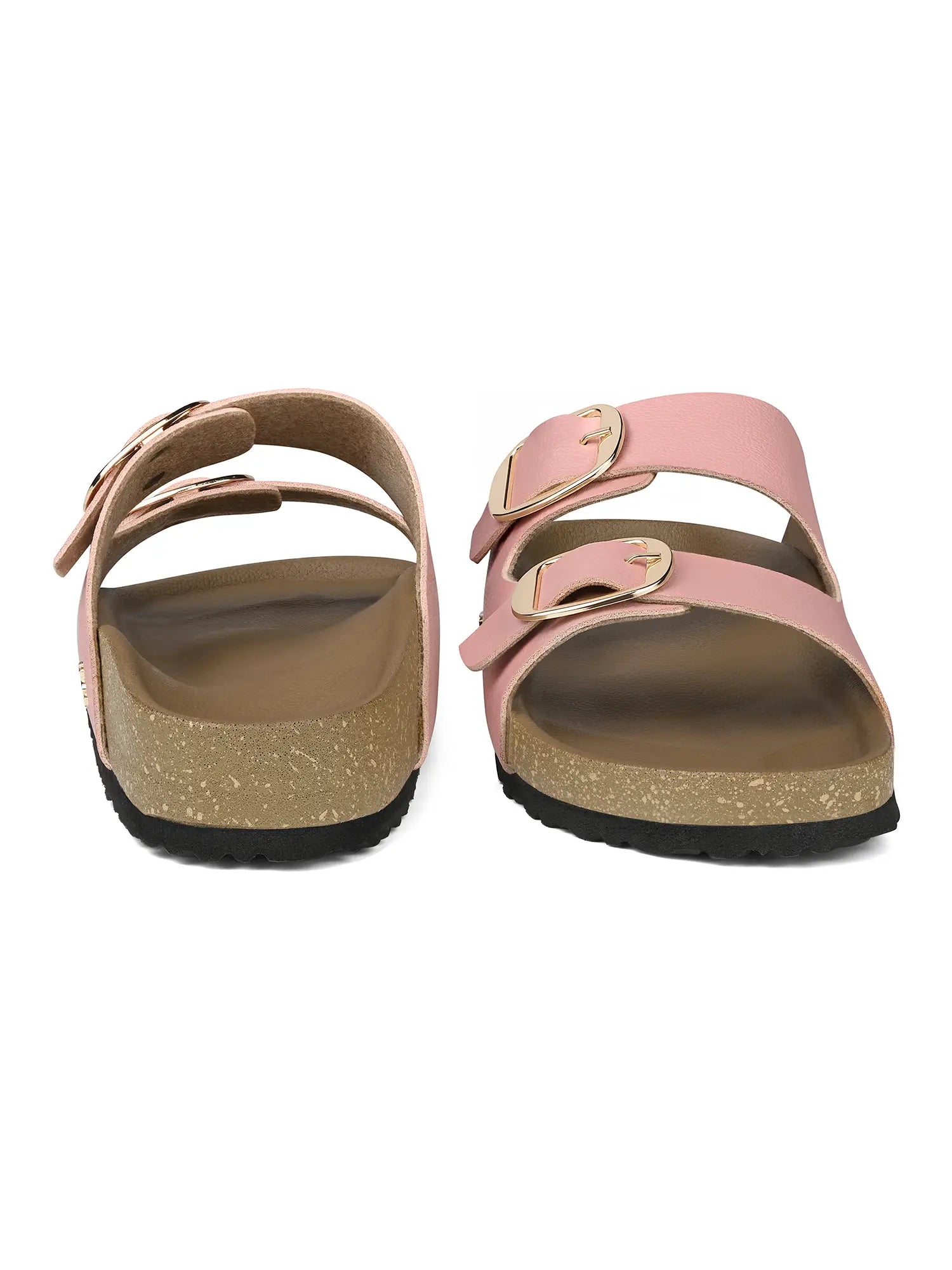 Women's Pink Double Strap Lightweight Open Toe Cork Sandal