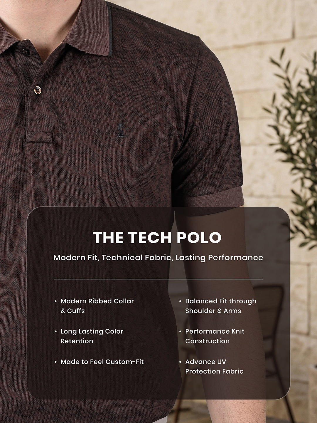 Signature Regular Fit Printed Brown Polo T-shirt