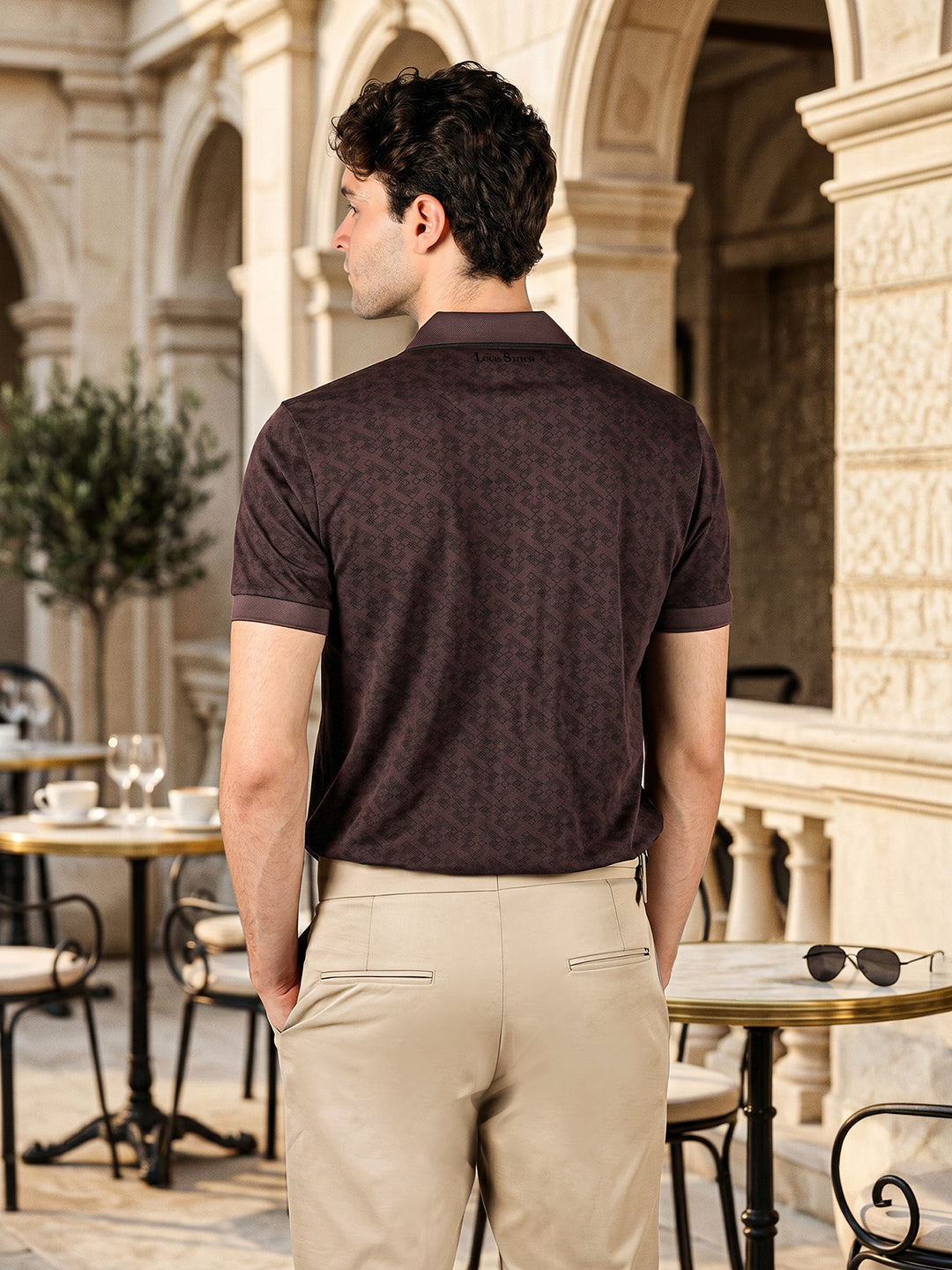 Signature Regular Fit Printed Brown Polo T-shirt