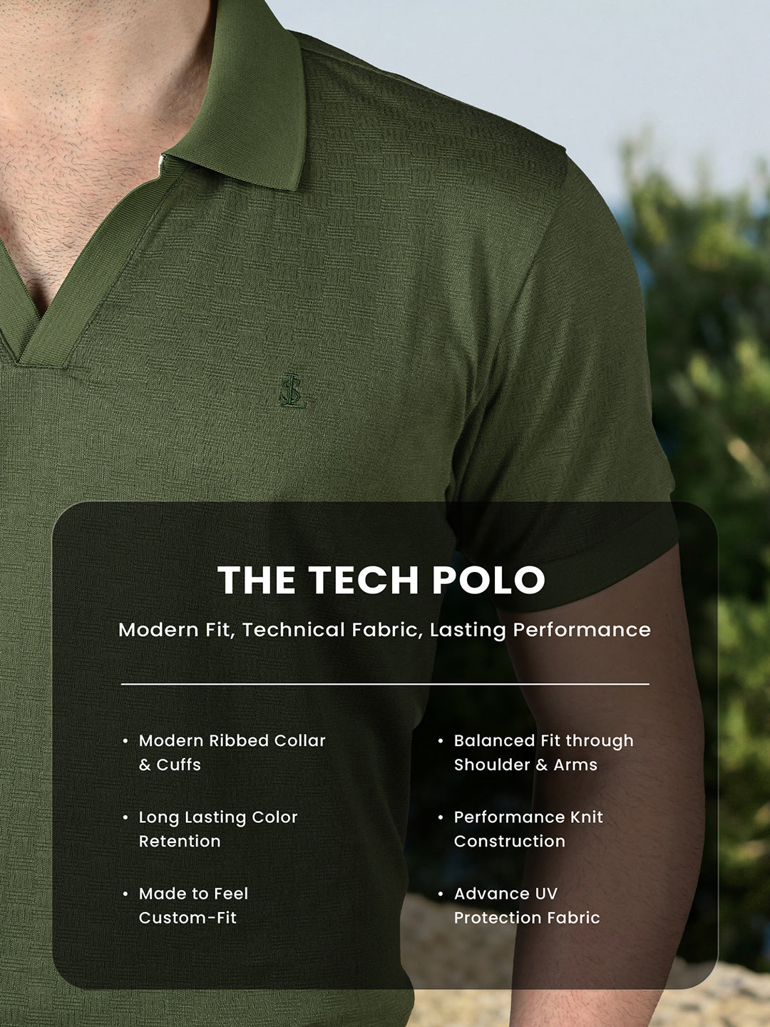 Signature Regular Fit Johnny Collar Textured Green Polo T-shirt