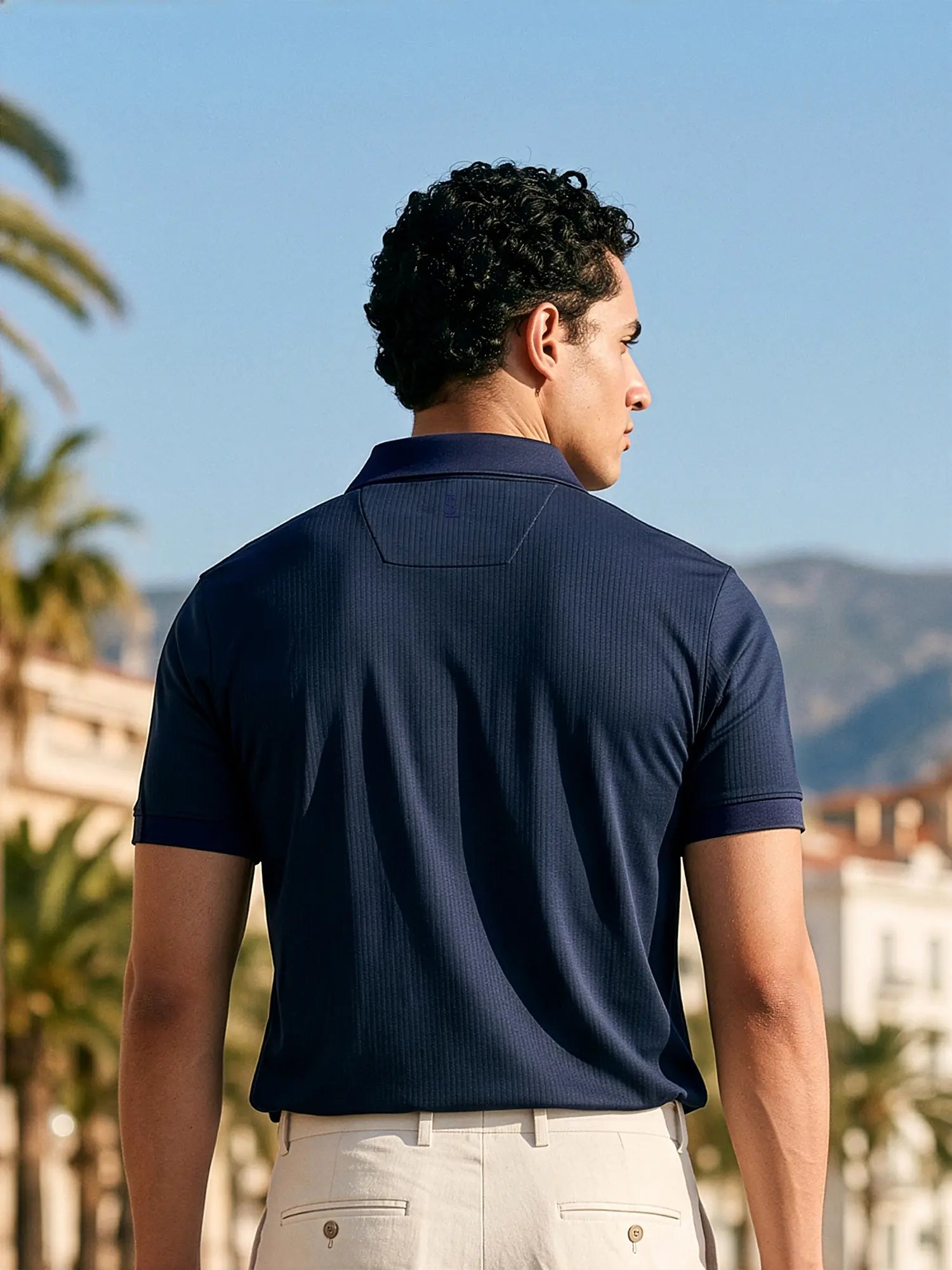 Signature Regular Fit Navy Blue Zippered Polo T-shirt