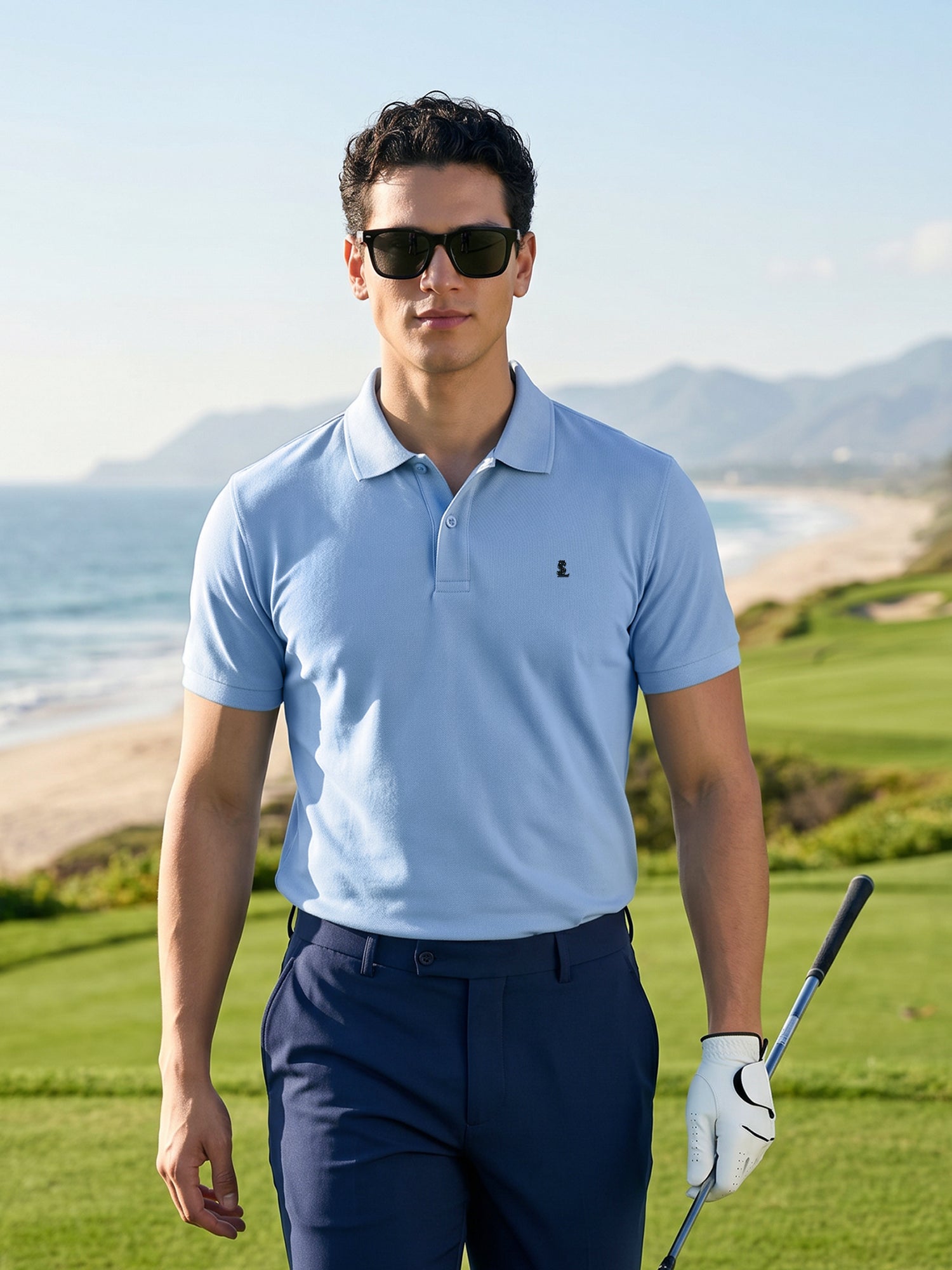 Signature Regular Fit Solid Blue Polo T-shirt