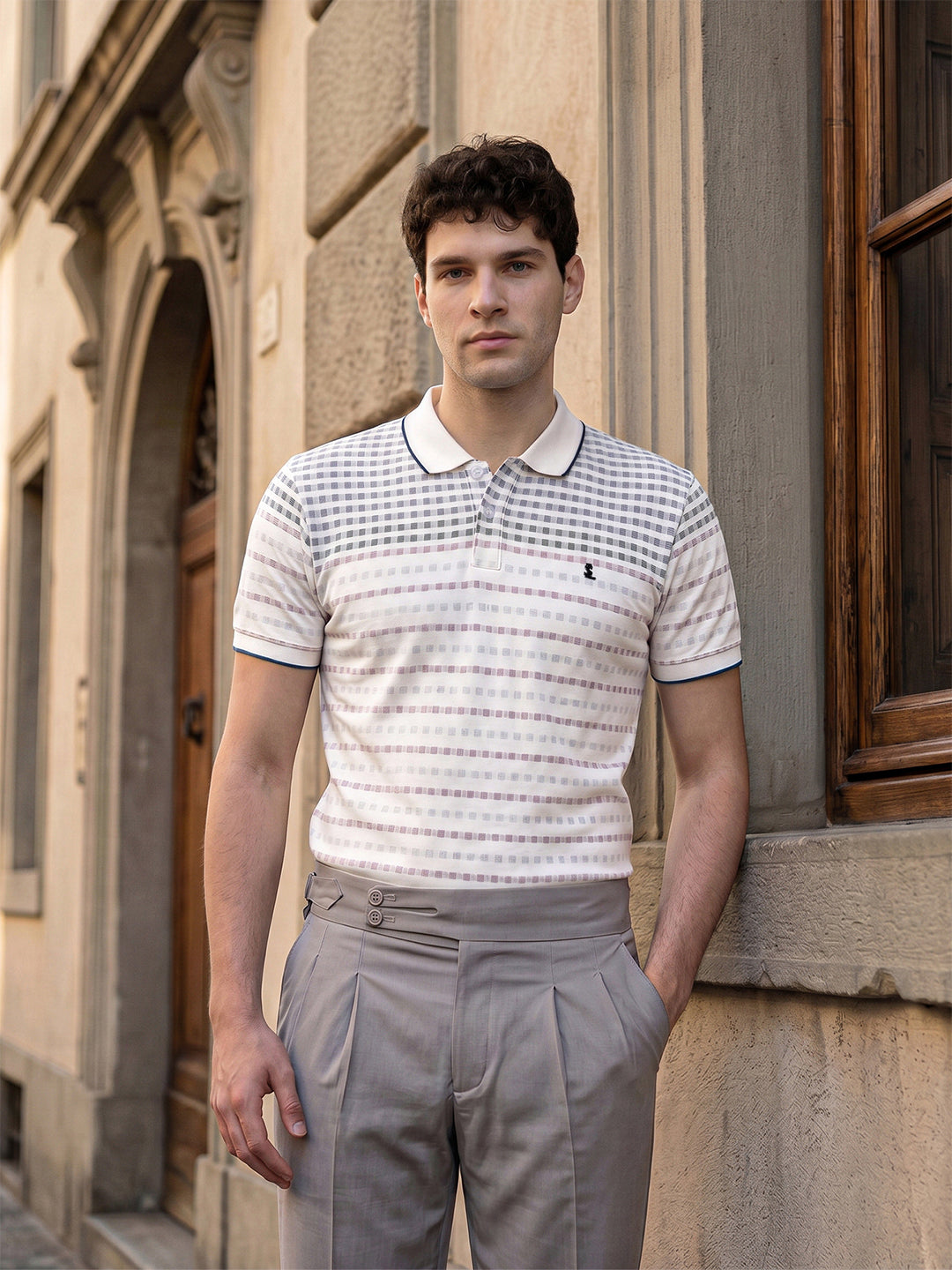 Classic Regular Fit Blue Striped Polo T-shirt