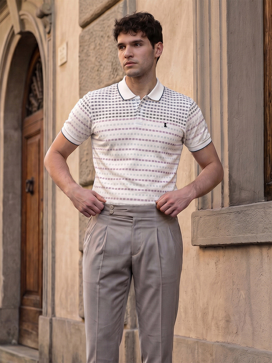 Classic Regular Fit Blue Striped Polo T-shirt