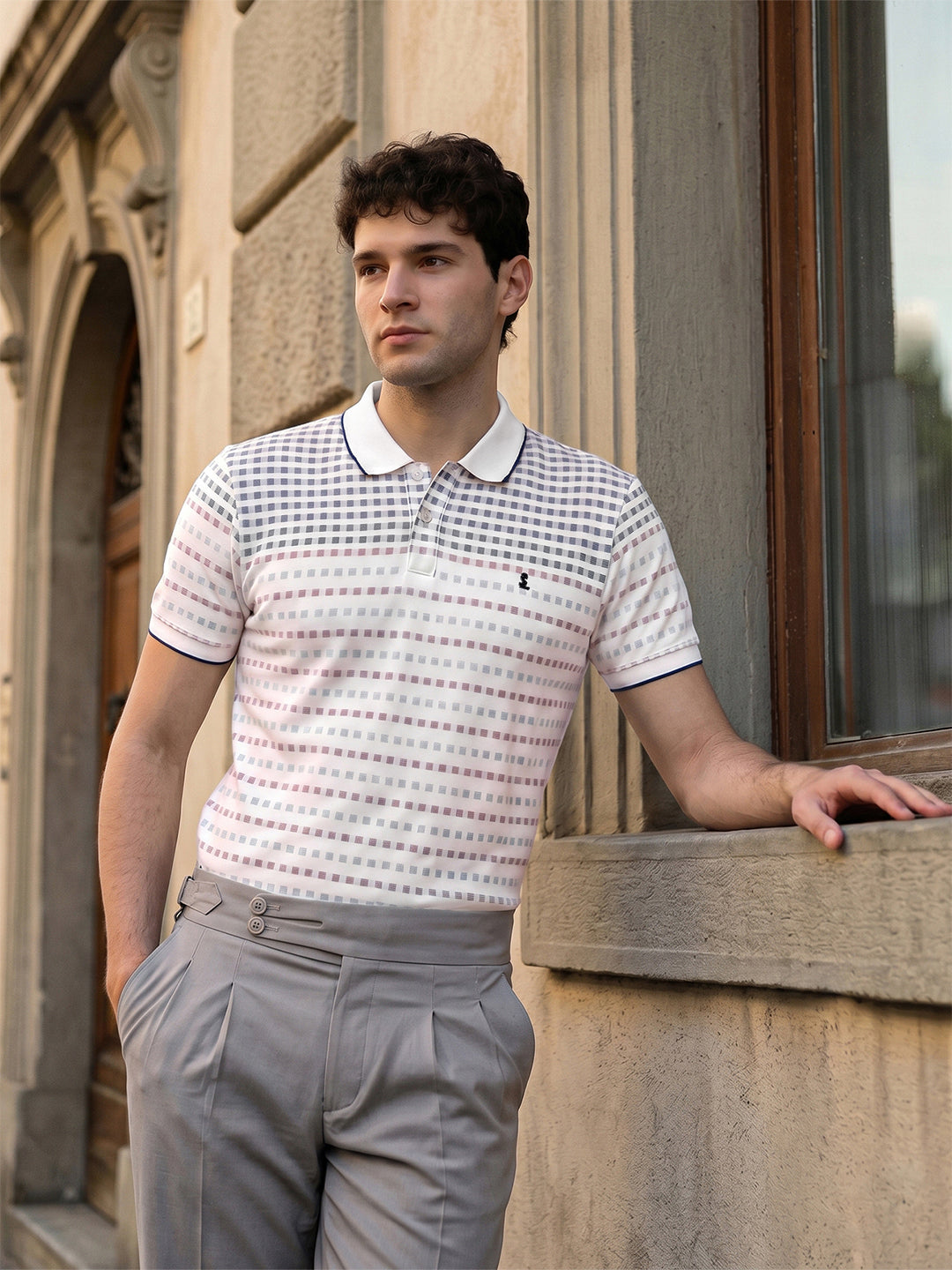 Classic Regular Fit Blue Striped Polo T-shirt
