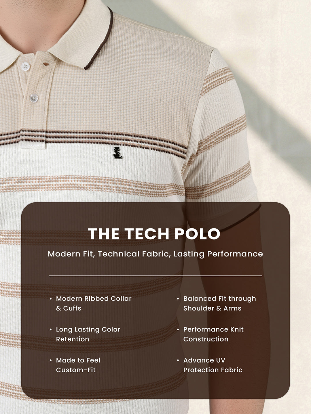Classic Regular Fit Brown Striped Polo T-shirt