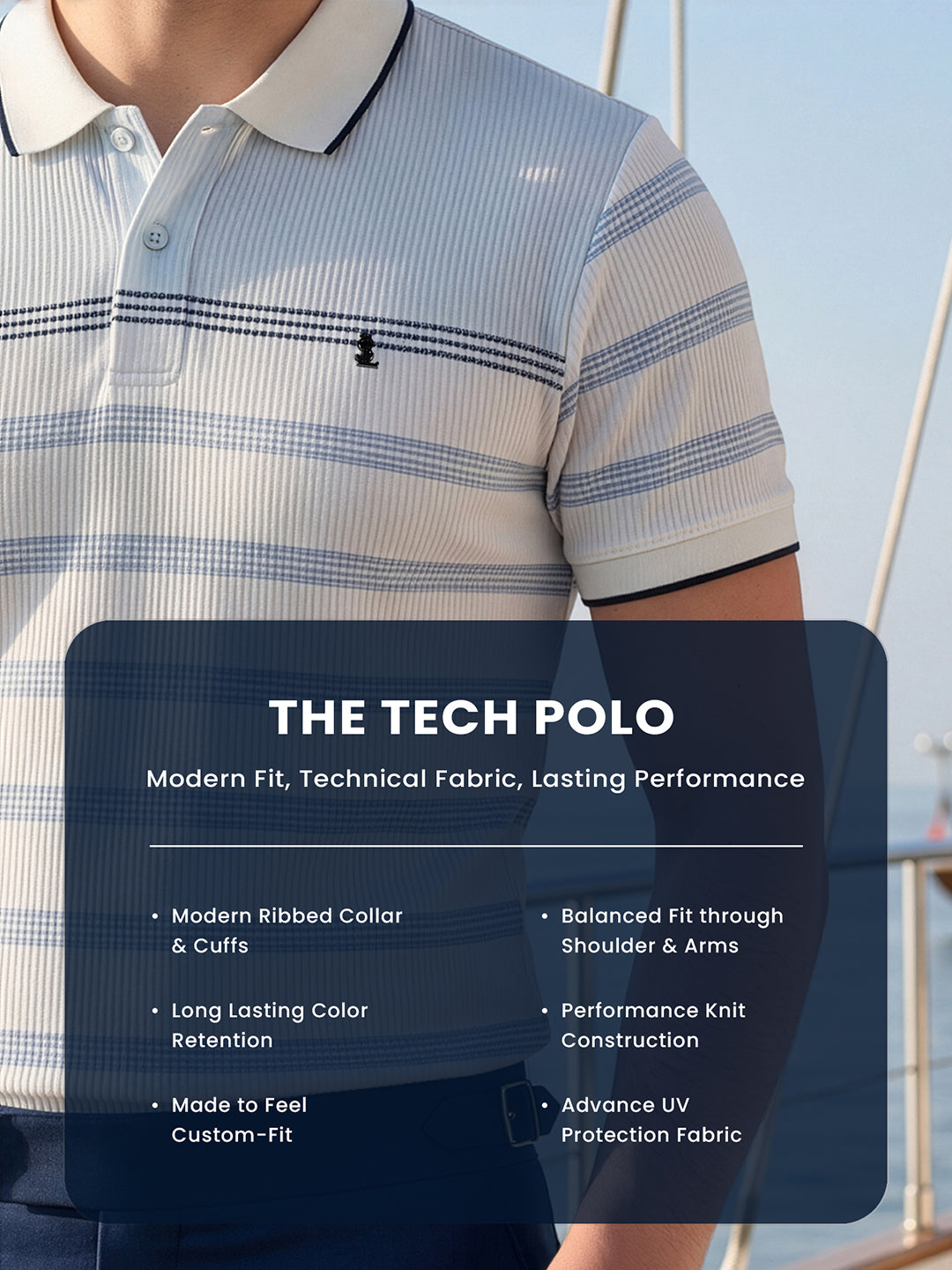 Classic Regular Fit Blue Striped Polo T-shirt