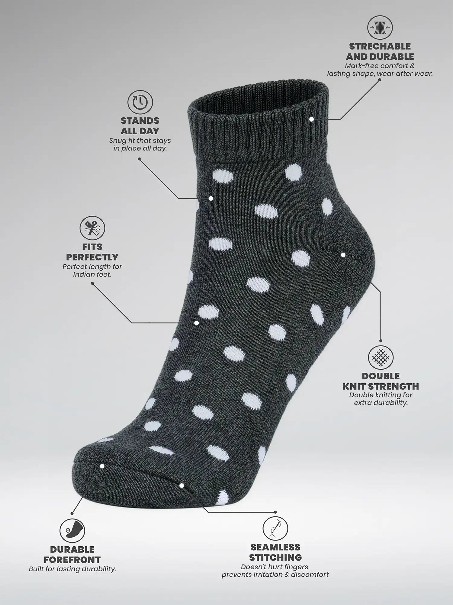 Men's Breathable & Durable Cotton Blend Comfort Ankle Socks Pack of 3