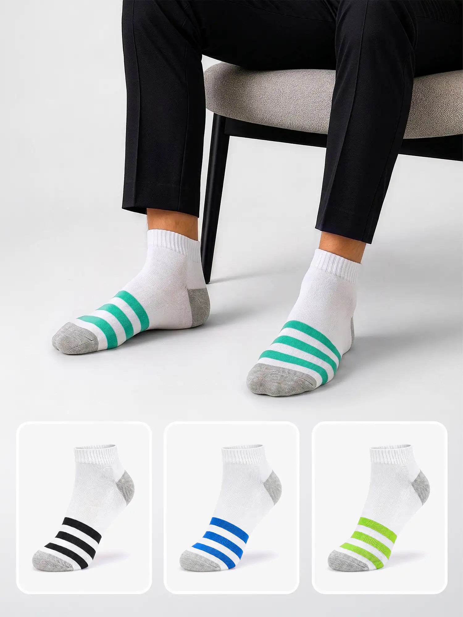 Men's Breathable & Durable Cotton Blend Comfort Ankle Socks Pack of 4