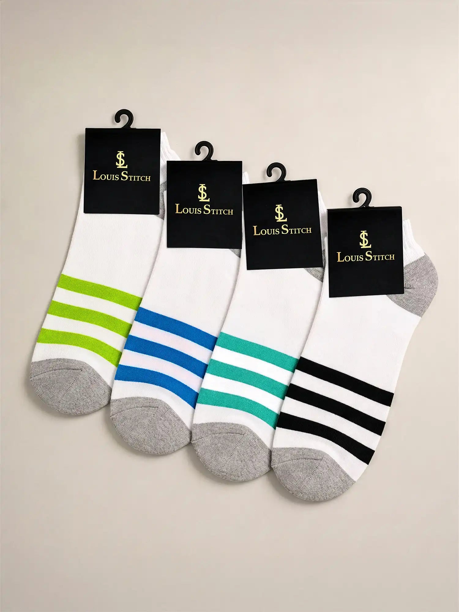 Men's Breathable & Durable Cotton Blend Comfort Ankle Socks Pack of 4