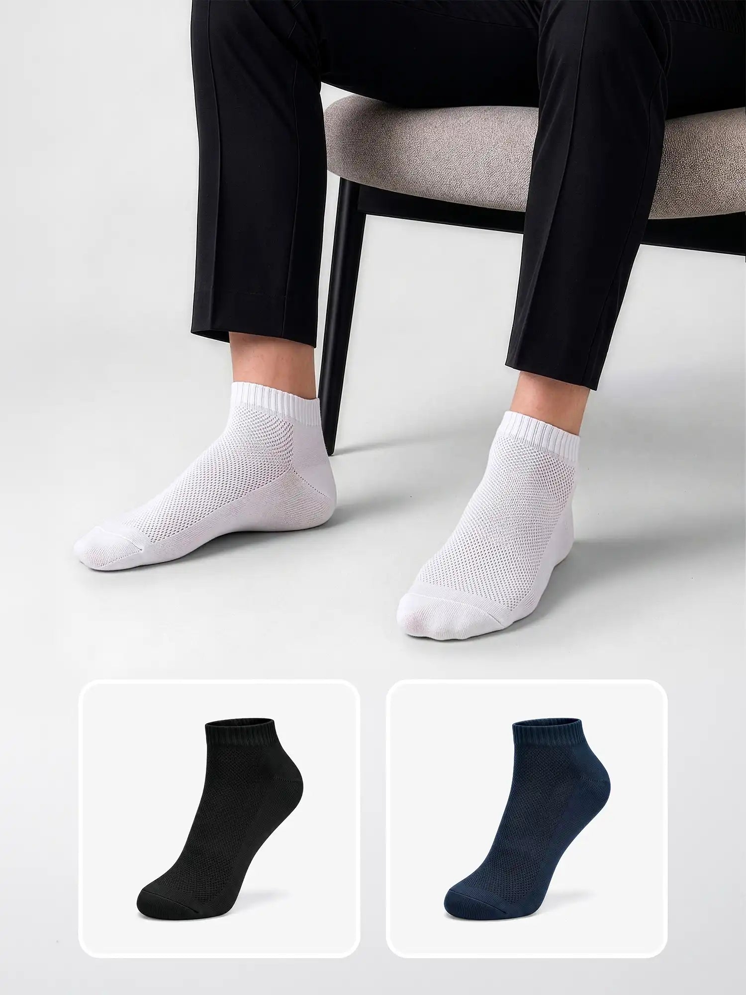 Men's Breathable & Durable Cotton Blend Comfort Ankle Socks Pack of 3