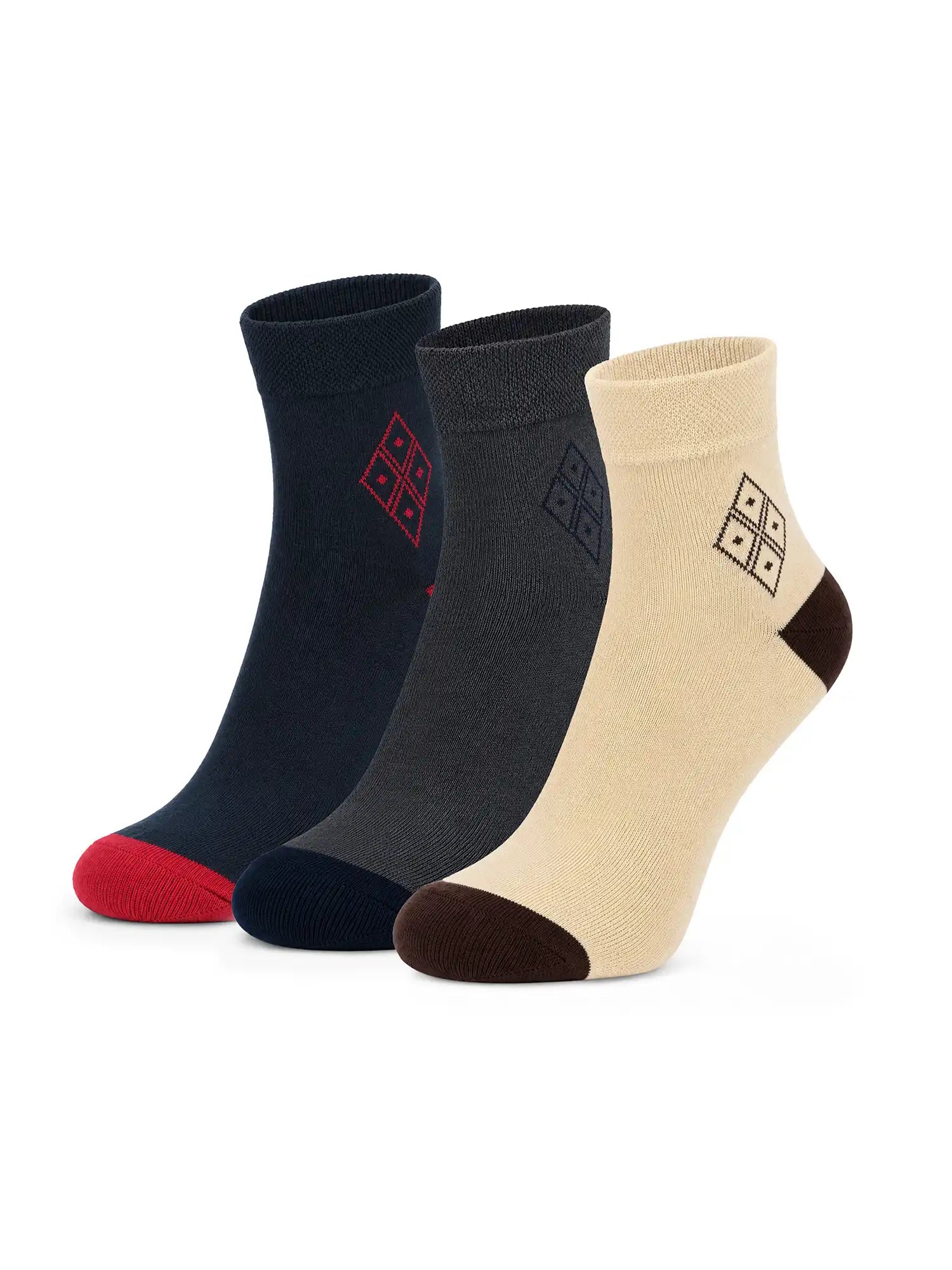Men's Breathable & Durable Cotton Blend Comfort Ankle Socks Pack of 3