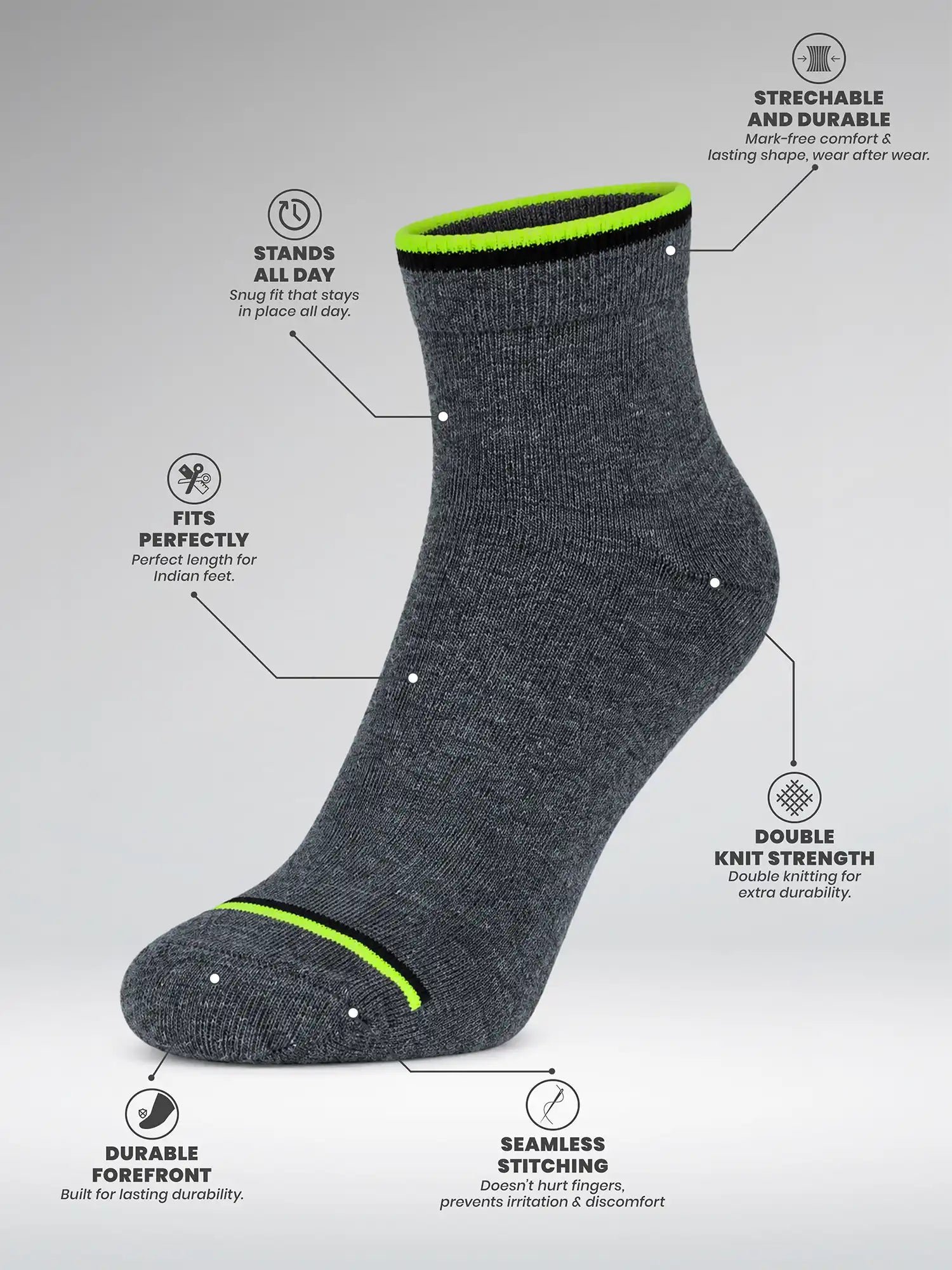 Men's Breathable & Durable Cotton Blend Comfort Ankle Socks Pack of 2