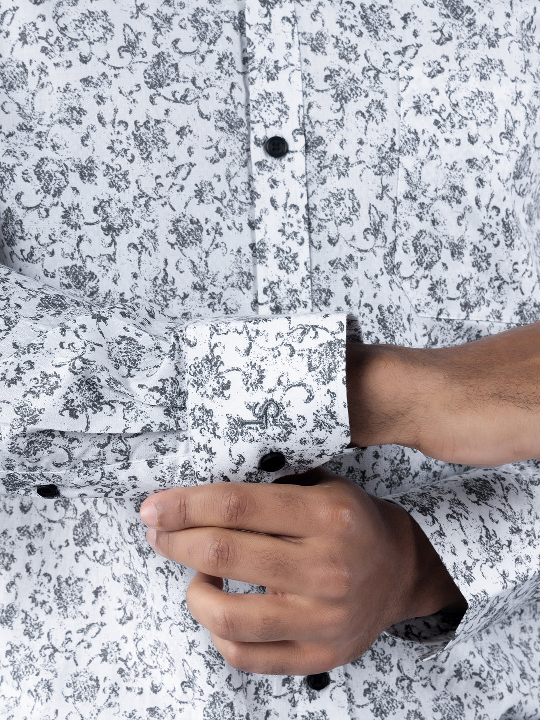 Men's Regular Fit Abstract White Formal Shirt