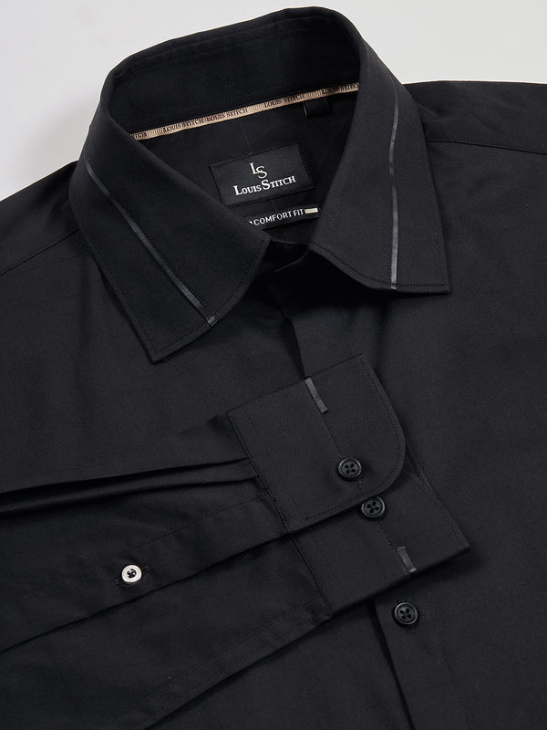 Regular Fit Solid Black Shirt For Men