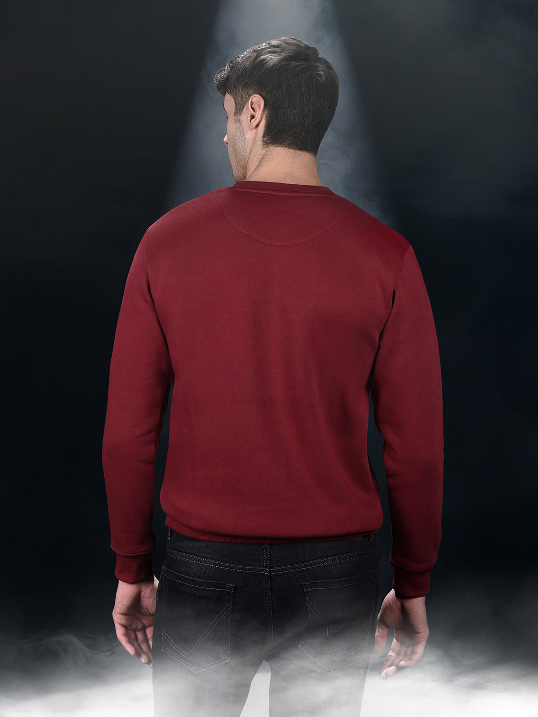 Astronaut Graphic Printed Red Regular Fit Pullover Sweatshirt