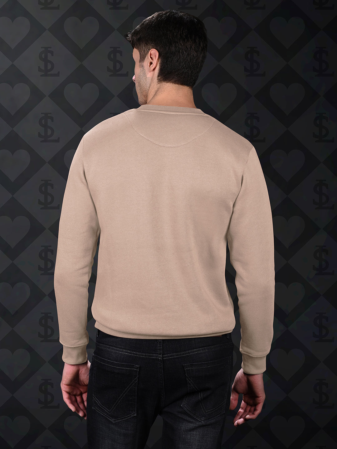 Ace of Card Inspired Beige Regular Fit Pullover Sweatshirt