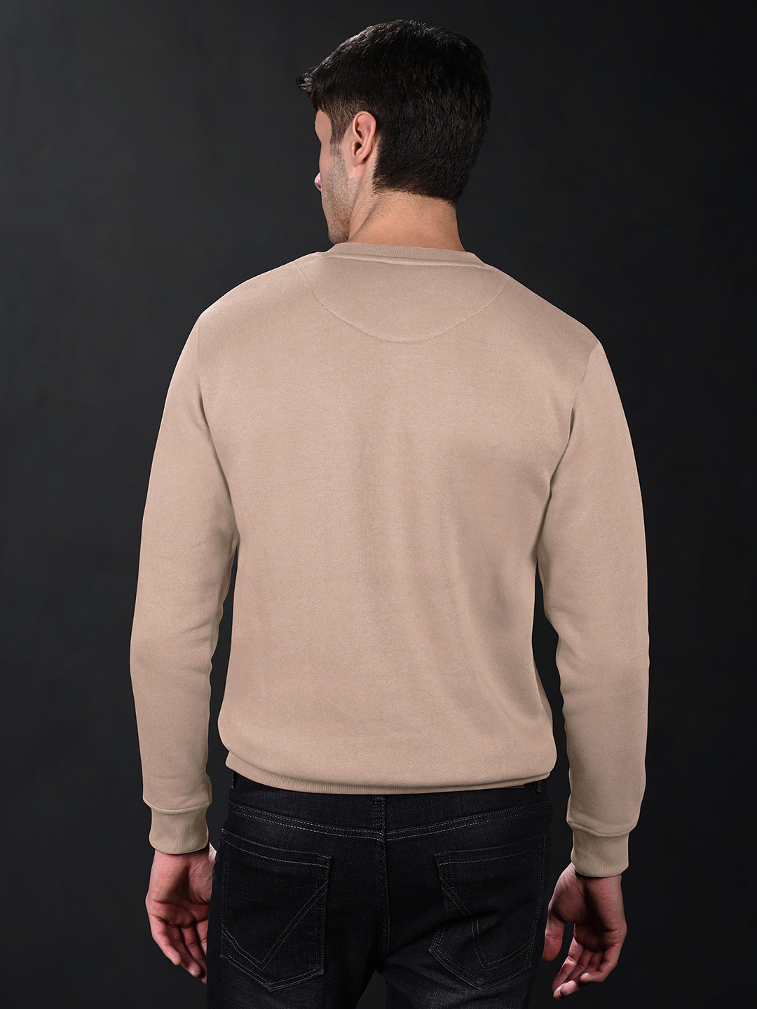 Signature 3D Embossed logo Beige Regular Fit Pullover Sweatshirt