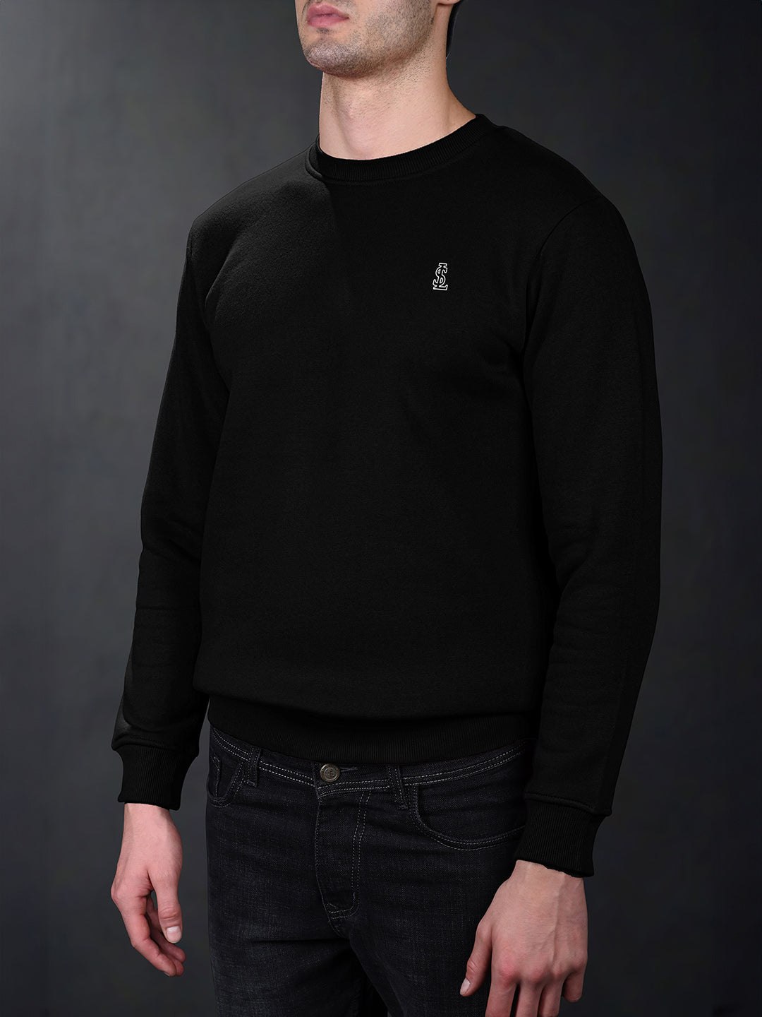 Signature 3D Embossed logo Black Regular Fit Pullover Sweatshirt