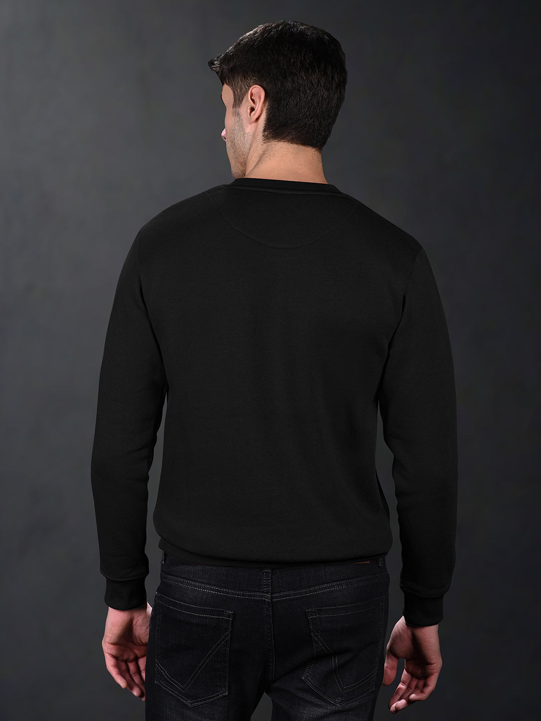 Signature 3D Embossed logo Black Regular Fit Pullover Sweatshirt