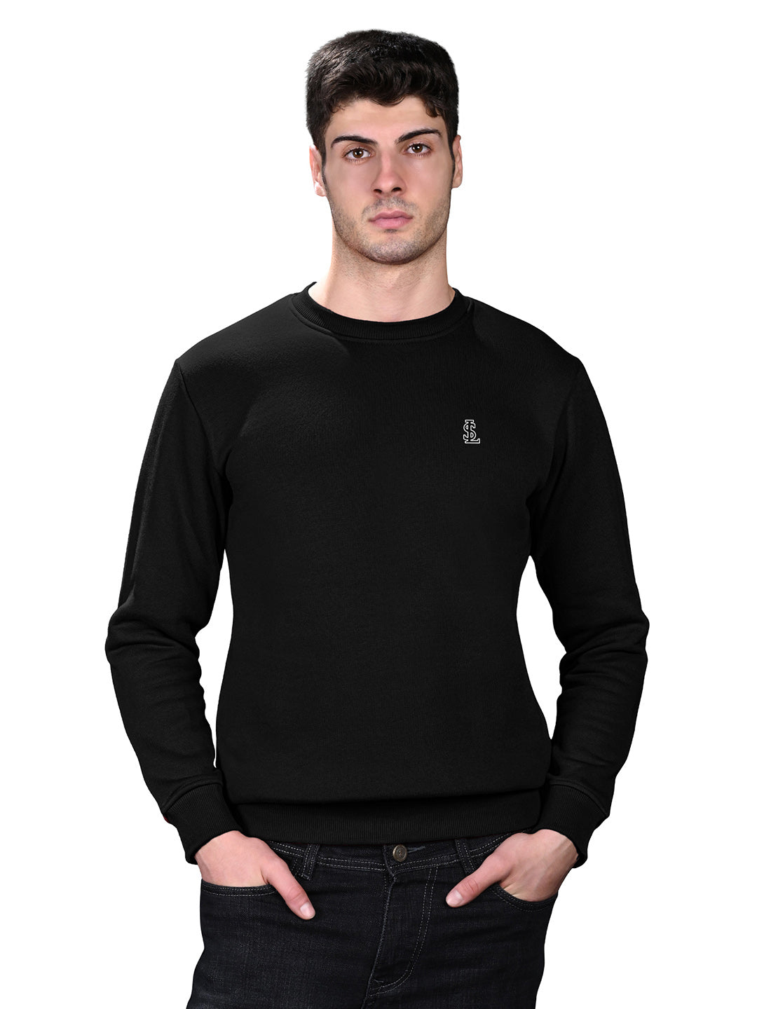 Signature 3D Embossed logo Black Regular Fit Pullover Sweatshirt