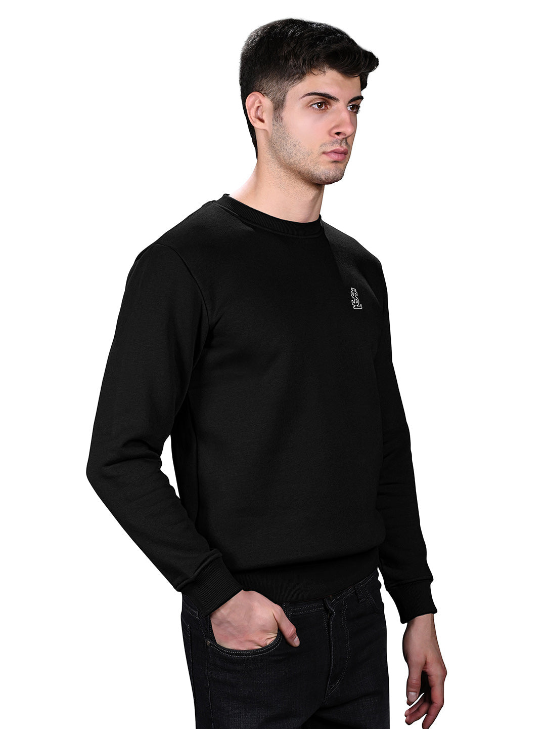 Signature 3D Embossed logo Black Regular Fit Pullover Sweatshirt