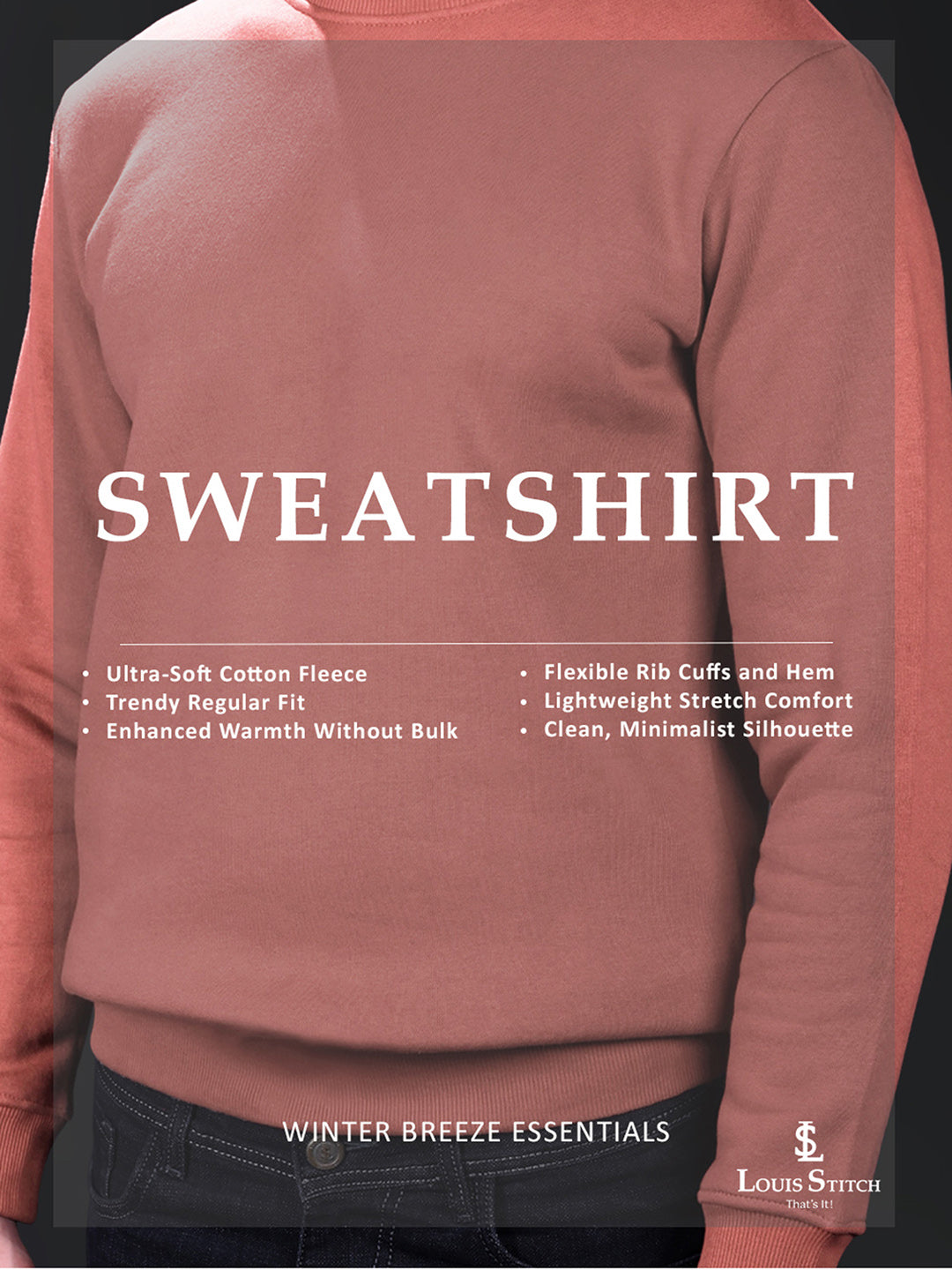 Signature 3D Embossed logo Pink Regular Fit Pullover Sweatshirt