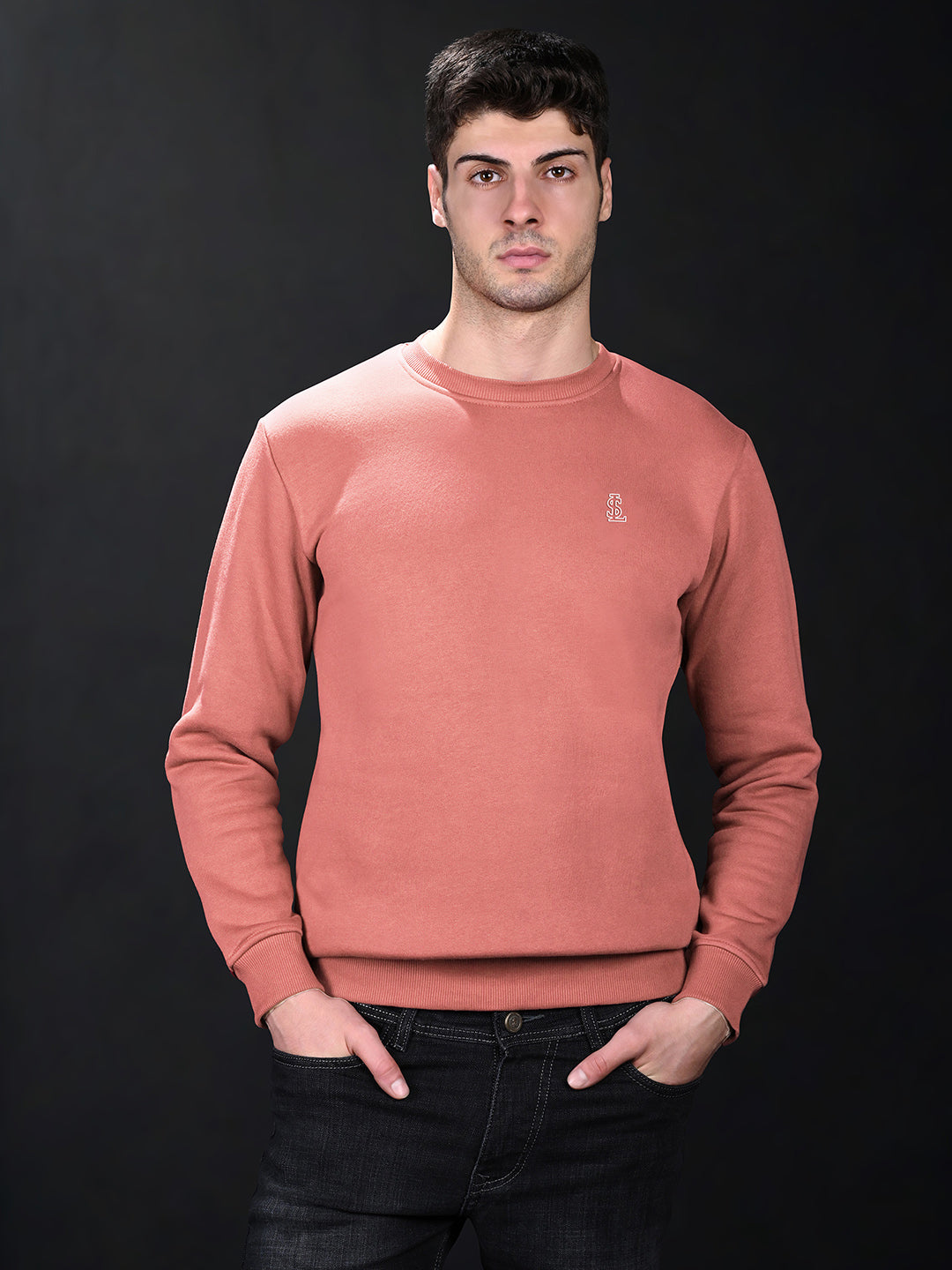 Signature 3D Embossed logo Pink Regular Fit Pullover Sweatshirt