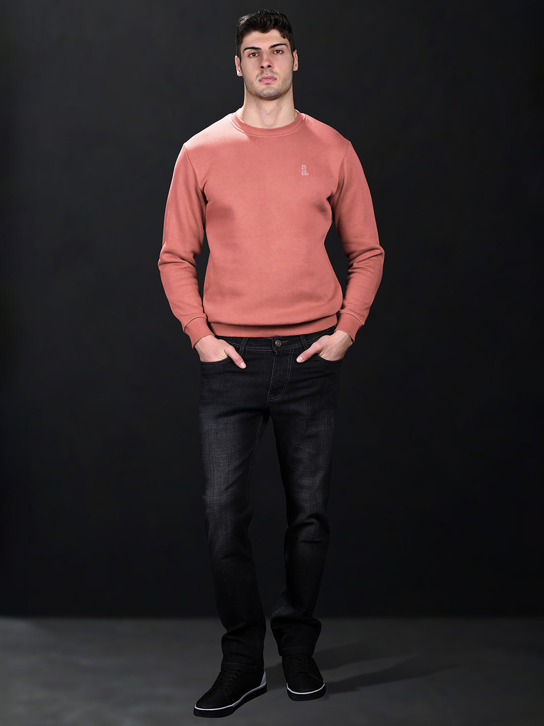Signature 3D Embossed logo Pink Regular Fit Pullover Sweatshirt