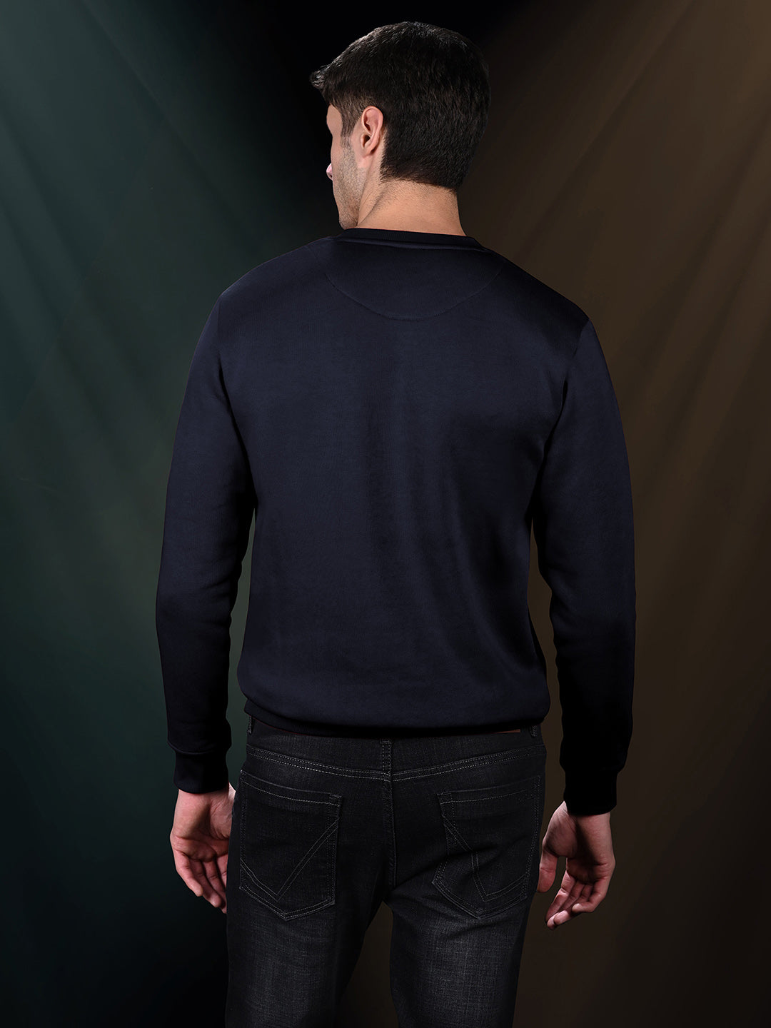 Guitar Inspired Signature Logo Navy Regular Fit Pullover Sweatshirt