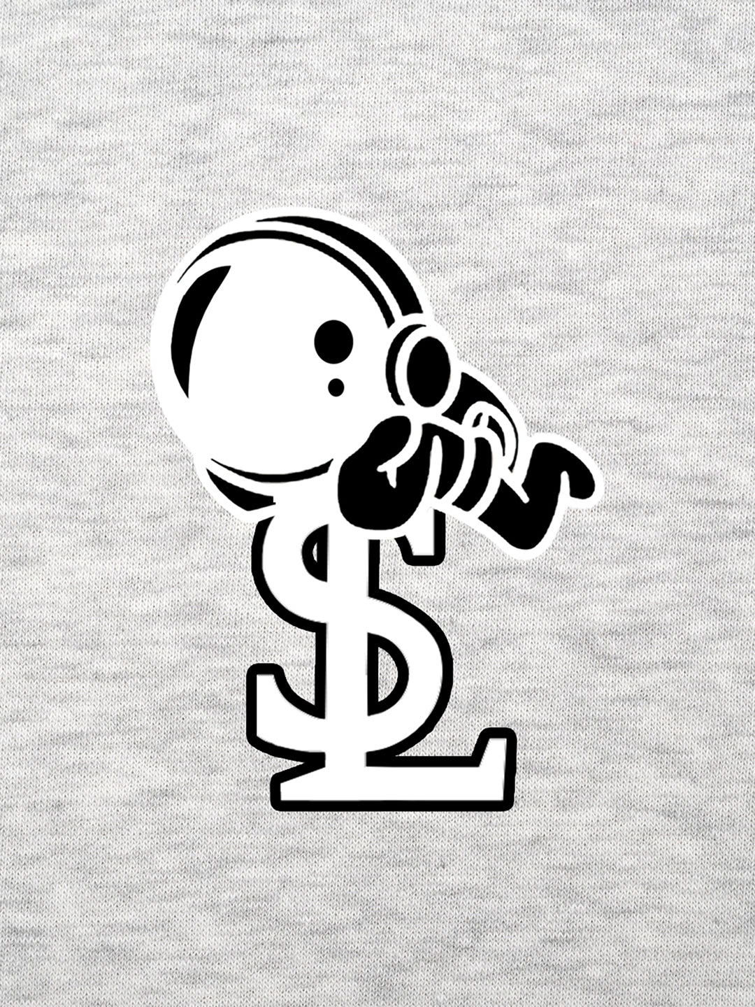 Astronaut Graphic Printed White Melange Regular Fit Pullover Sweatshirt