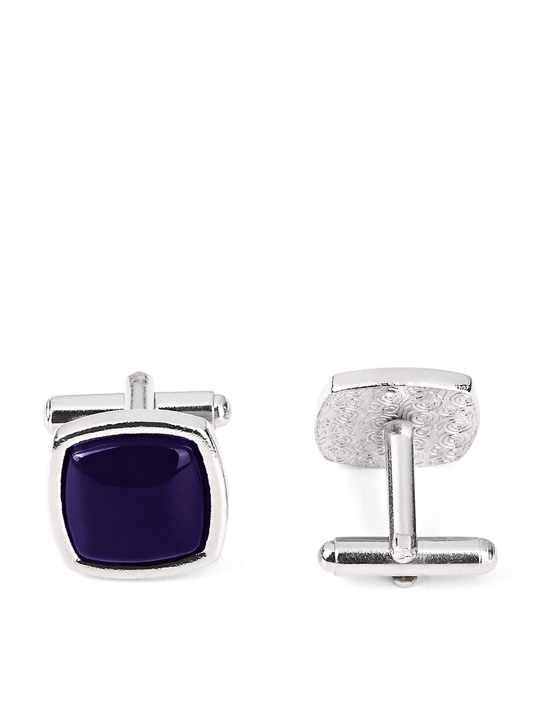 Blue Luxury Polyster Micro Fabric Necktie Set Pocket Square Chrome Tiepin Cufflinks and Brooch